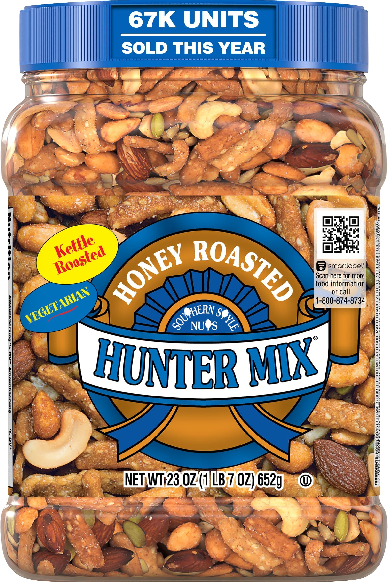 Honey Roasted Hunter Bulk Trail Mix, 23 oz | Pack of 1, Sesame Sticks, Peanuts, Sunflower Kernels, Almonds, Cashews, Pepitas, Mixed Nuts, Snacks for Adults