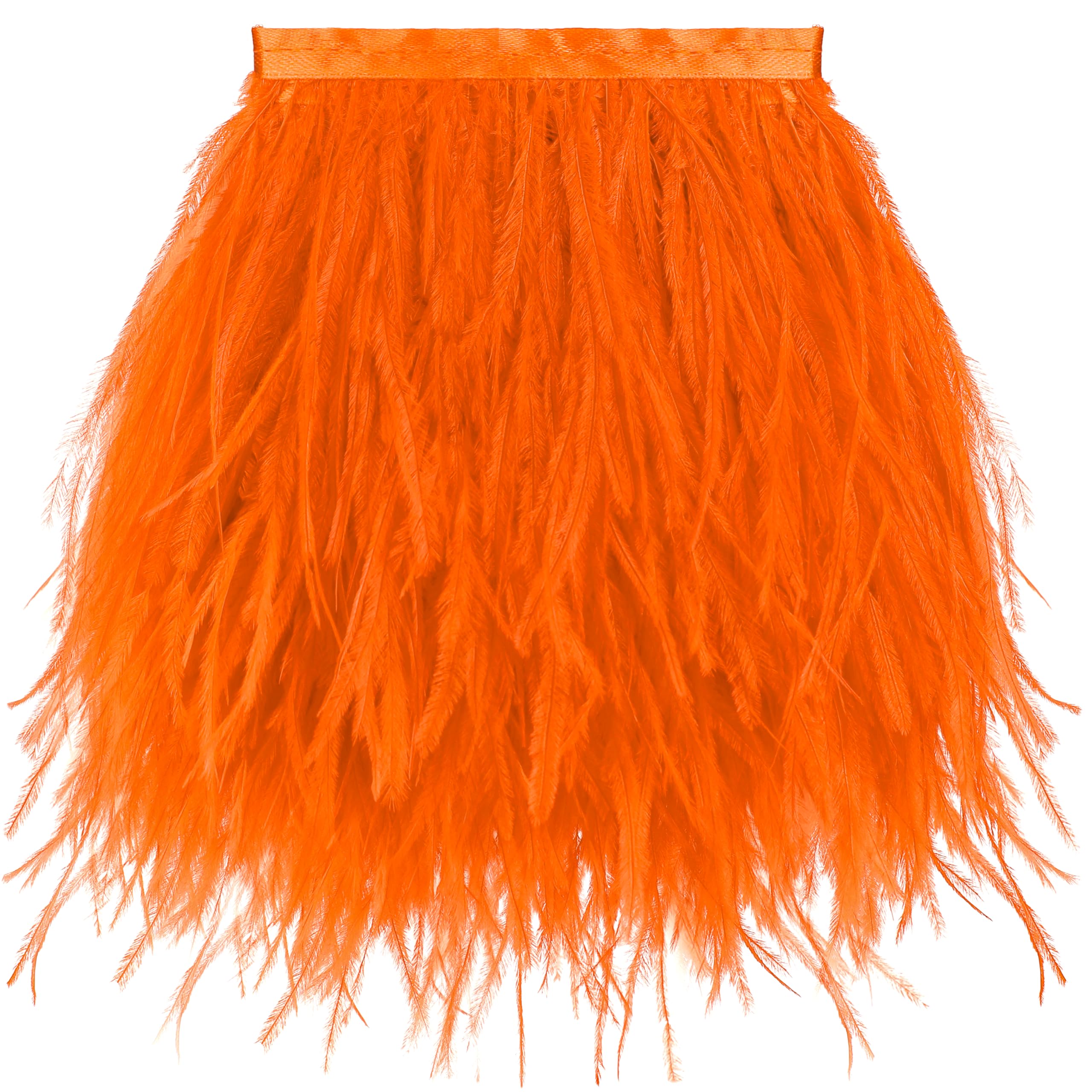 Bordure en plumes d'autruche orange 2m de ruban couture 13-18 cm pour personnalisation vêtement