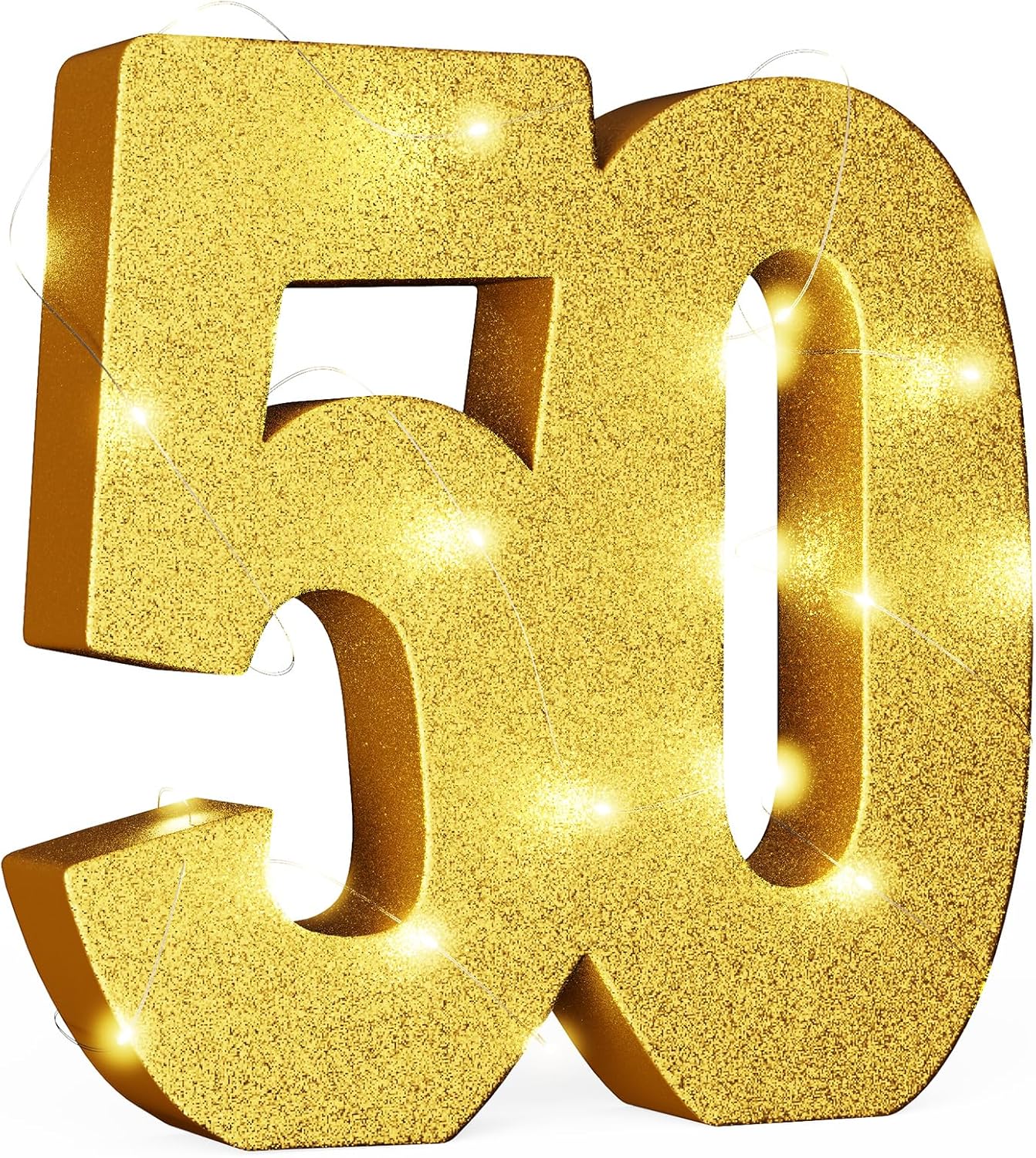 Usongshine11.8 Inch Gold Glitter Number Birthday Party Decorations, 50th Centerpiece Table Shining Golden Digit for New Year,Graduation,Bridal Shower,Thanksgiving,Valentine's Day,Anniversary Party 20*20*3cm