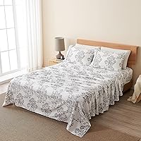 Vista 16 de 4-Piece Full Size Stripe Microfiber Sheet Set - Ultra-Soft, Brushed Bedding Sheets & Pillowcases - Wrinkle Free, Comfortable, All-Season Bed Sheets