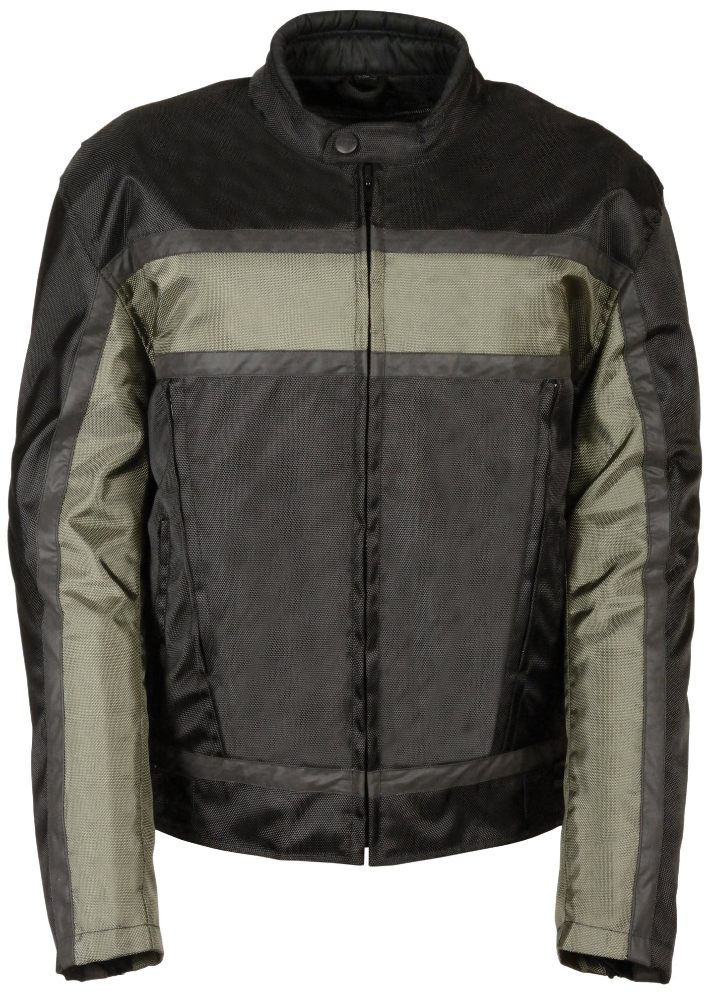 NexGenSH2095 Men's 'Racer' Black and Grey Reflective Textile Motorcycle Jacket - X-Large