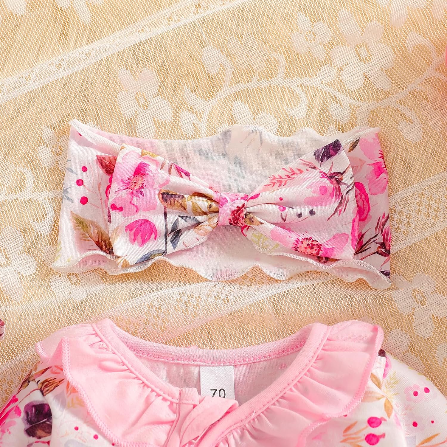 Preemie Newborn Baby Girl Romper 3-Piece Set - Image 2