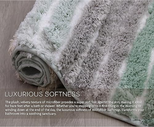 Miniatura 5 de Alfombras de baño extra suaves, absorbentes, antideslizantes, de secado rápido, lavables a máquina, de felpa cómodas para suelo de baño, bañera,