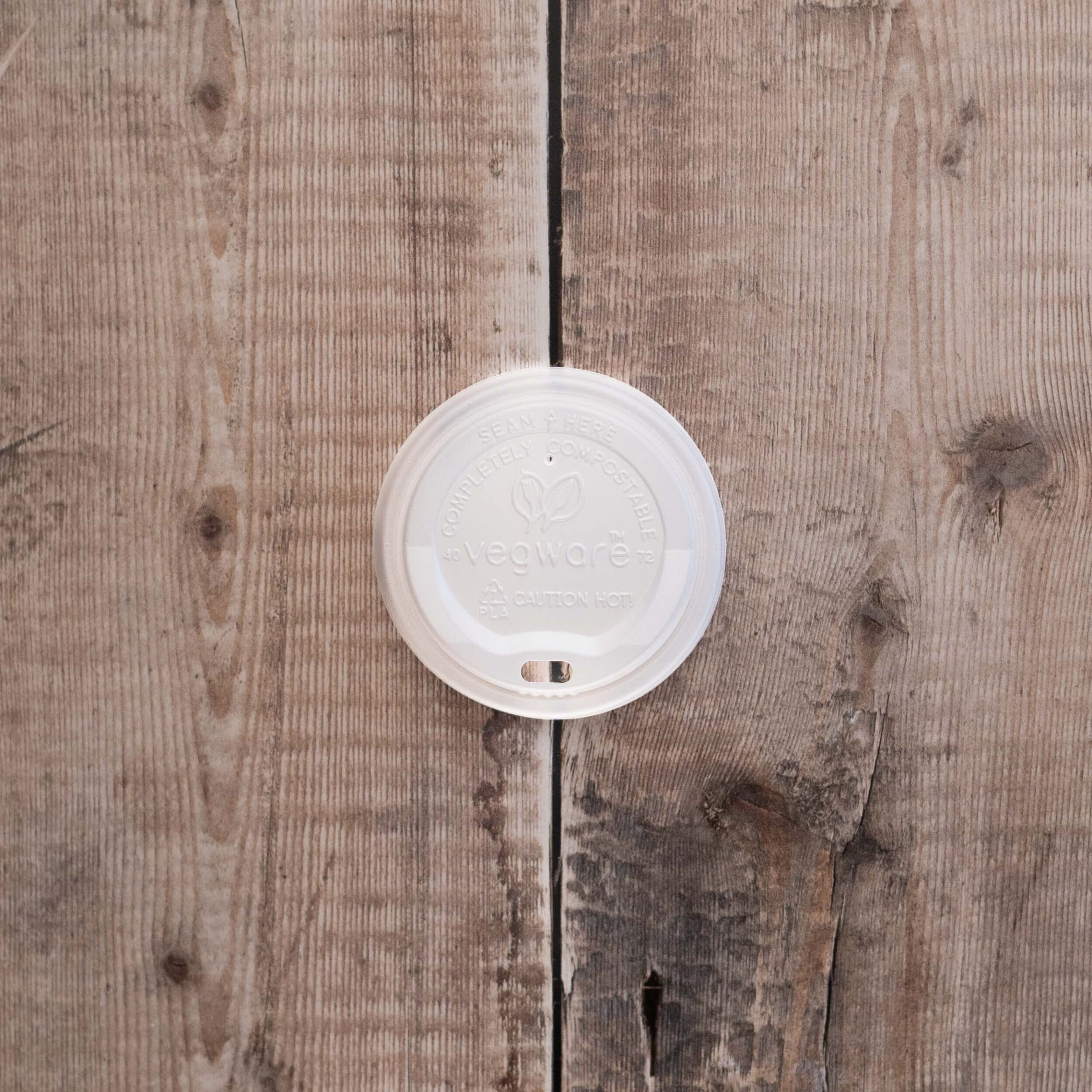 100% Compostable PLA Coffee Cup Lids | 6oz-16oz | Black & White White 6oz PLA Lid