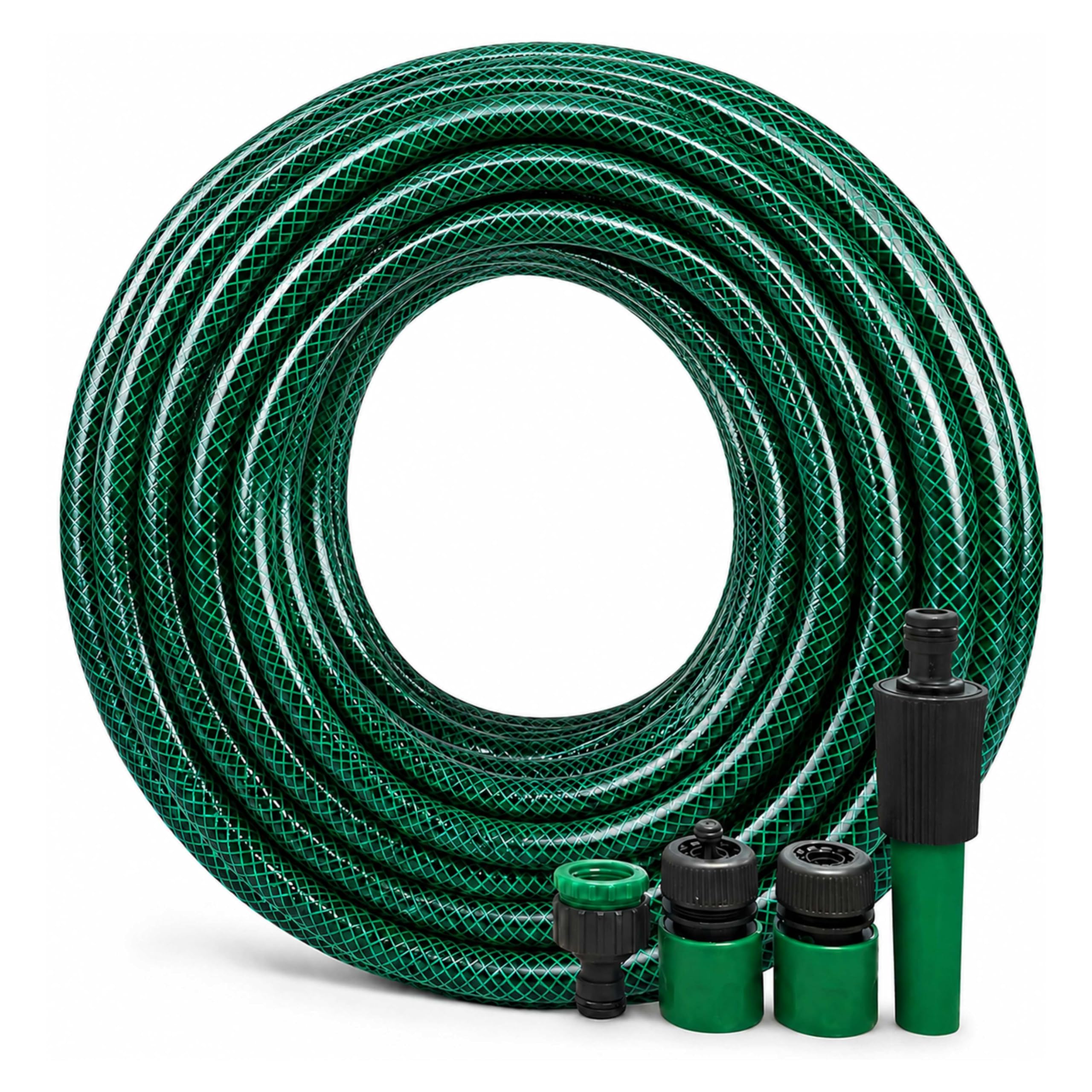 ADEPTNA Heavy Duty Garden Hose Pipe Set with Spray Nozzle & Connectors Reinforced Flexible 3 Layer Kink Resistant Water Hosepipe for Gardening, Patio, Car Washing & Outdoor Use (30m)