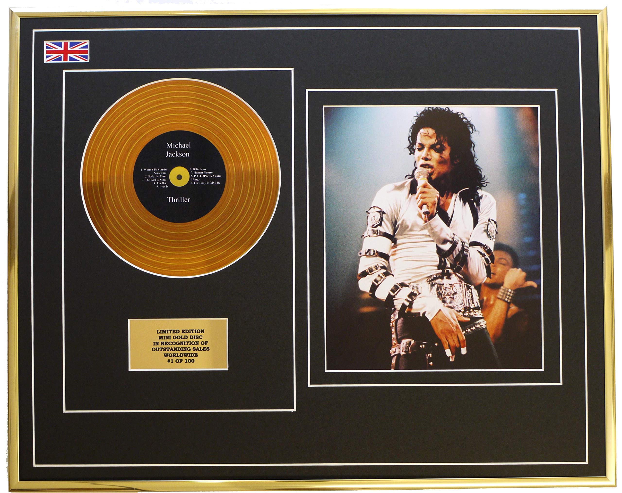 Everythingcollectible Michael Jackson/Mini Metall Gold Disc & Foto Display/Limited Edition/COA/Thriller