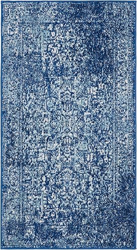 Miniatura 69 de SAFAVIEH Alfombra de Área 10x14 - Colección Evoke - Grande - Azul y Marfil, Diseño Envejecido, No Desprende Pelusa y Fácil de Limpiar, Ideal para