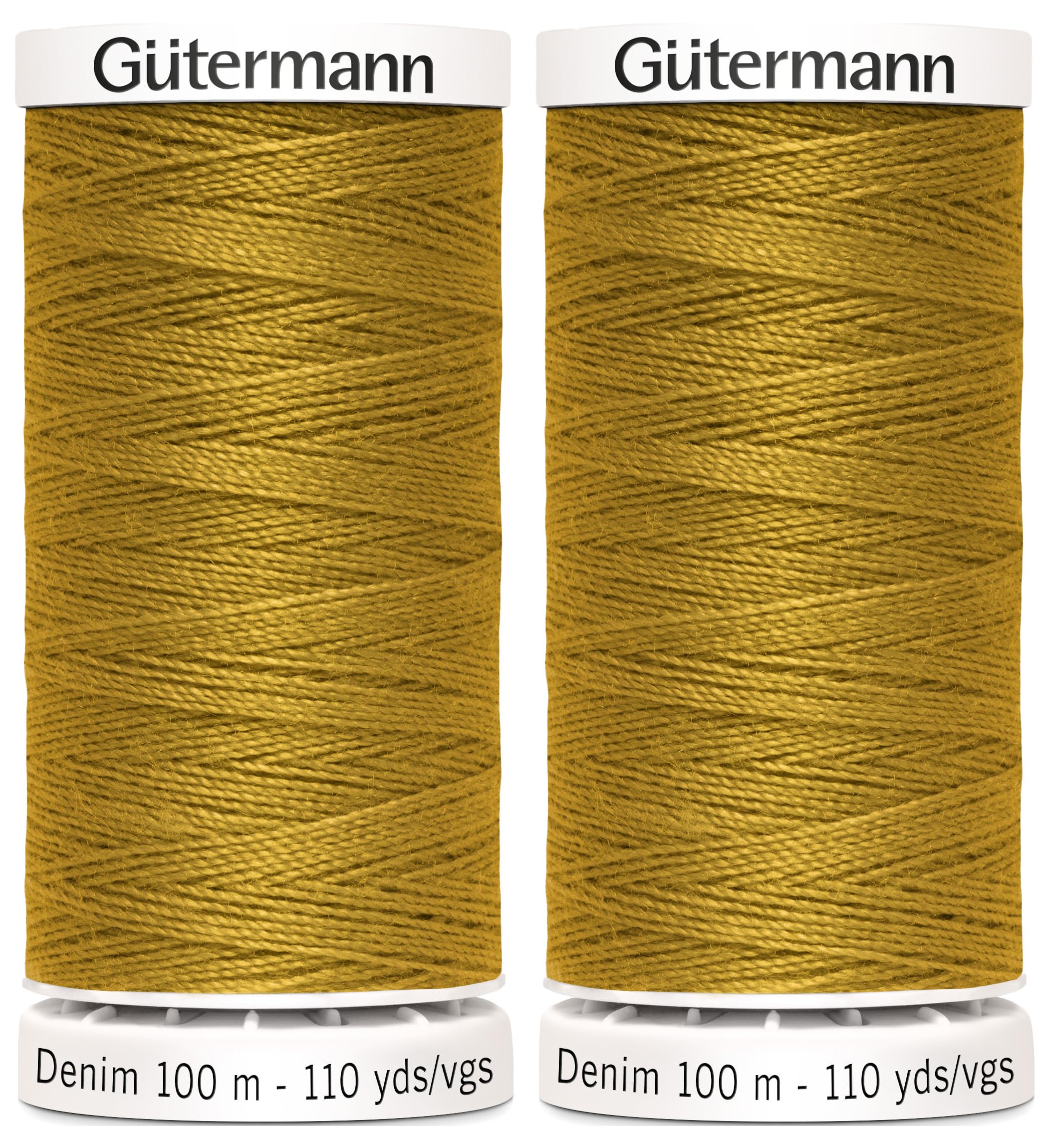 2X 100m Gutermann Sewing Thread – Strong Polyester Sewing Thread for Decorative Seams and Jeans, 1970 Gold – Bundled by GetInStyle Shop