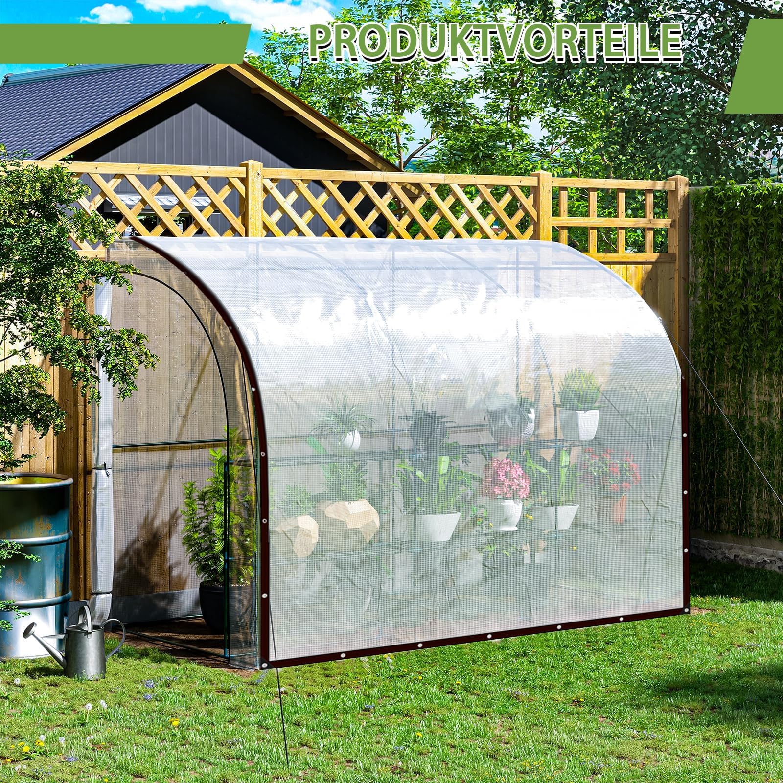 Lona Transparente con Ojales, Lona Impermeable Transparente, Lona para Muebles de jardín, Lona Impermeable para Exteriores, Plantas, Invernadero, Sombrero, Techo (1.5x2m)