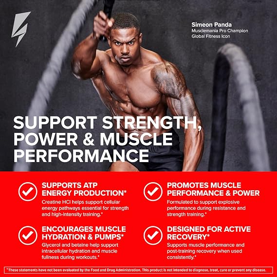 Max Strength HCl - Pre Workout Creatine HCl Powder for Muscle Growth, Endurance & Recovery - No Bloat, Superior Absorption - Pre and Post Workout Supplement for Men & Women (Blueberry Lemonade)