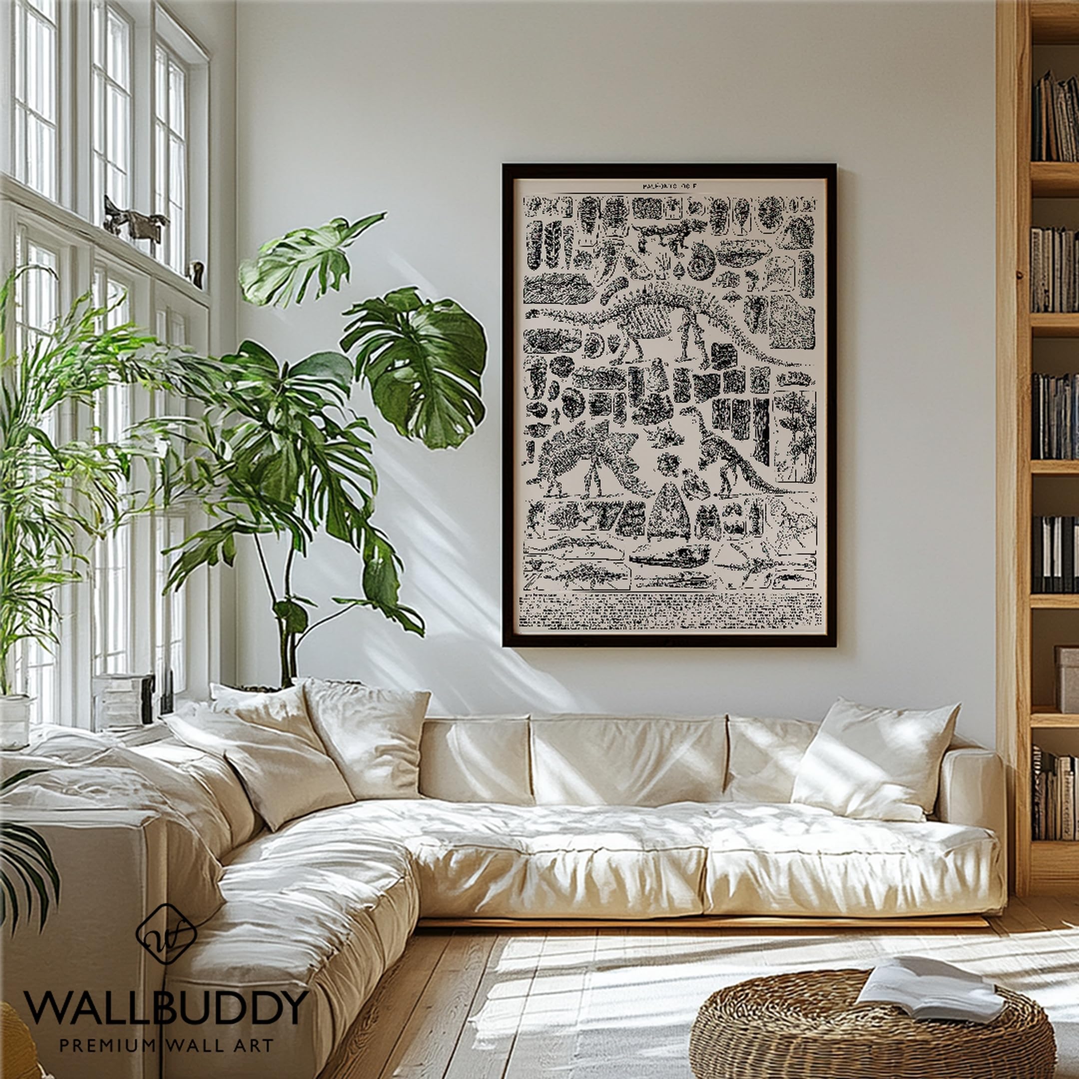 Wallbuddy Stampa d'Arte Verticale di Paleontolog (50 x 70 cm, Cornice nera)