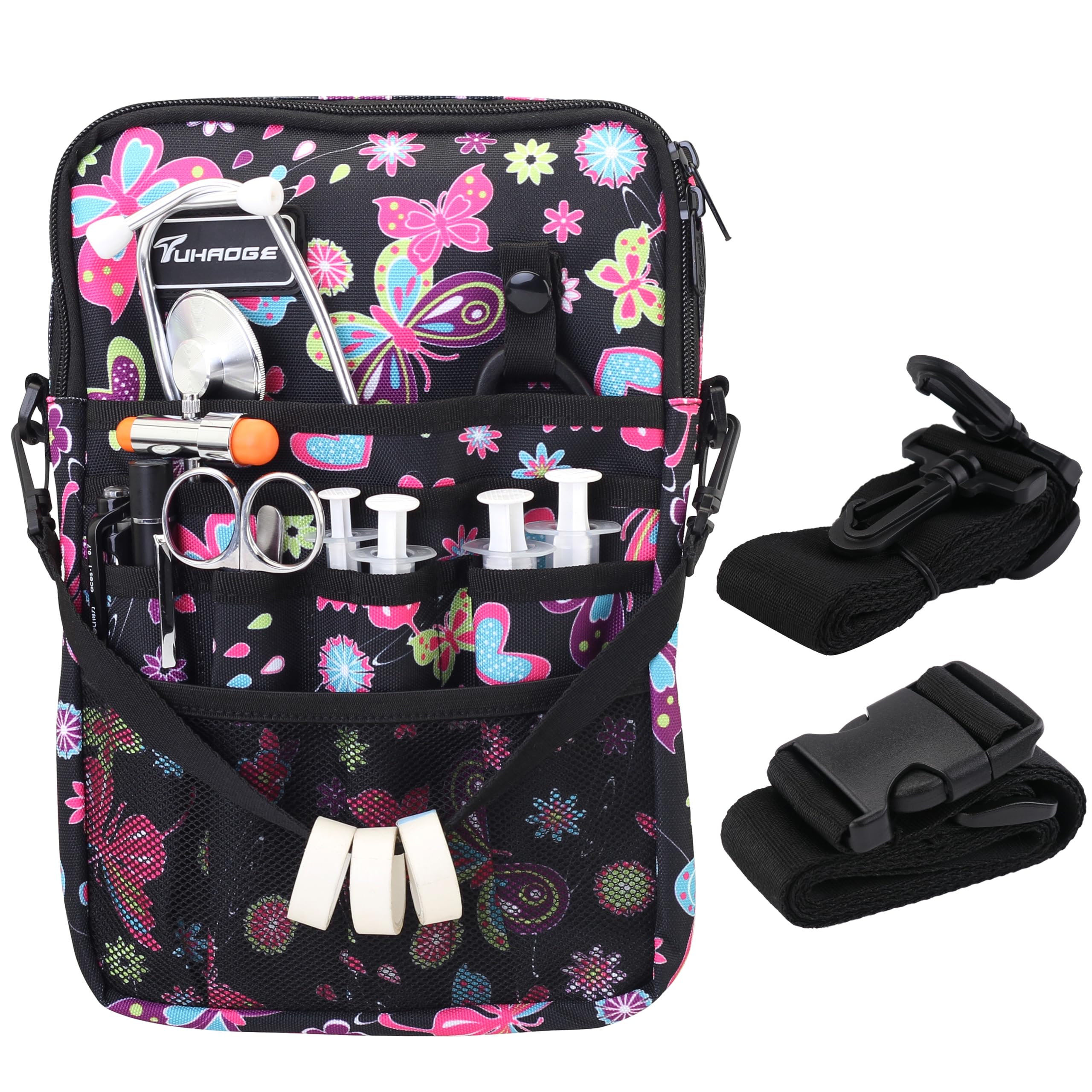 Nurse Fanny Pack with Tape Holder, Nurse Pocket Organizer for Medical Professionals，12 Pockets Nurse Waist Bag（THHS-KB-BHuDieHua）