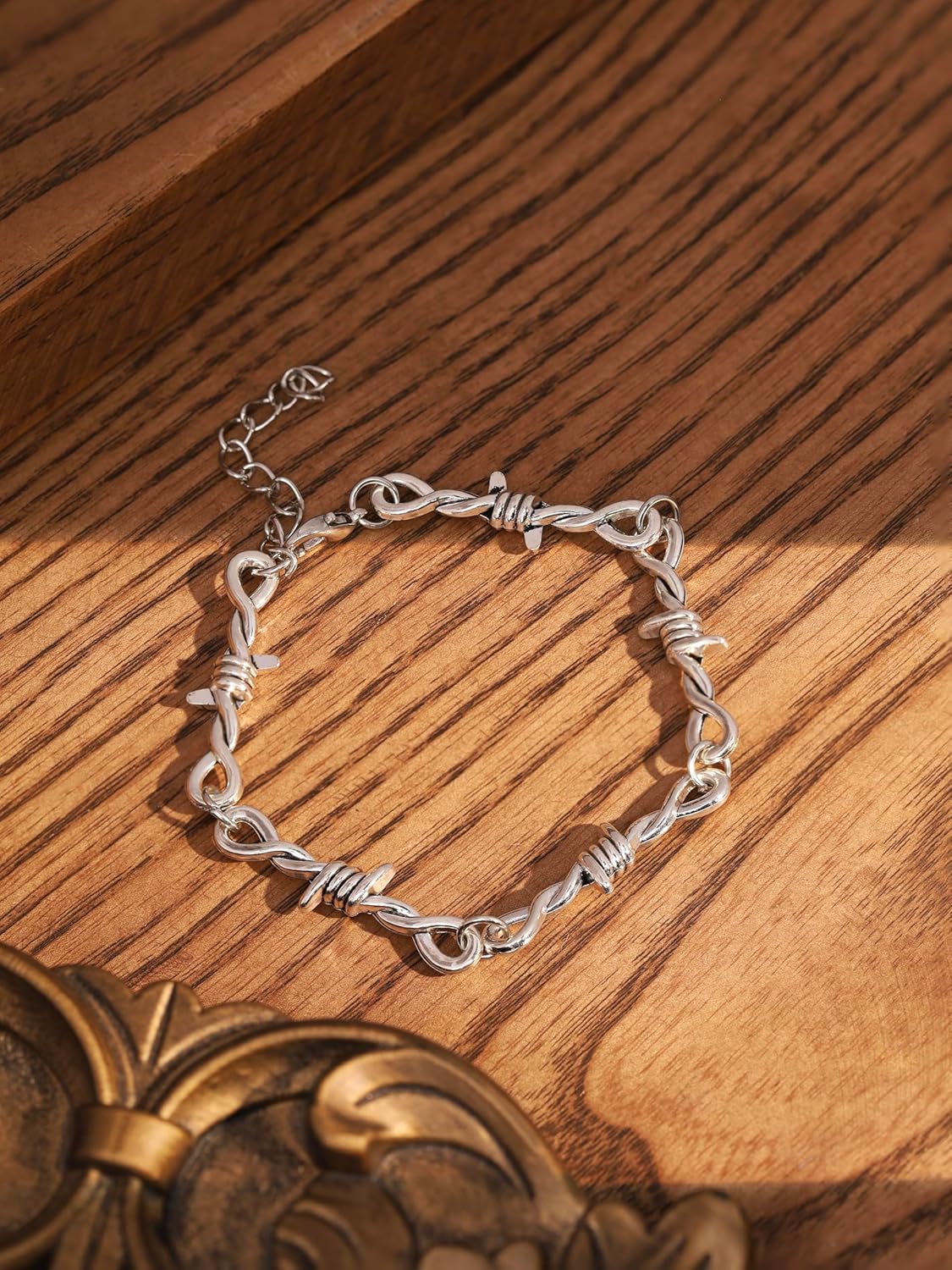 HAQUIL Gothic Punk Gothic Punk Barbed Wire Thorns Chain Bracelet, Hip Hop Rock Cool Adjustable Bangle Jewelry for Women Men - Image 2