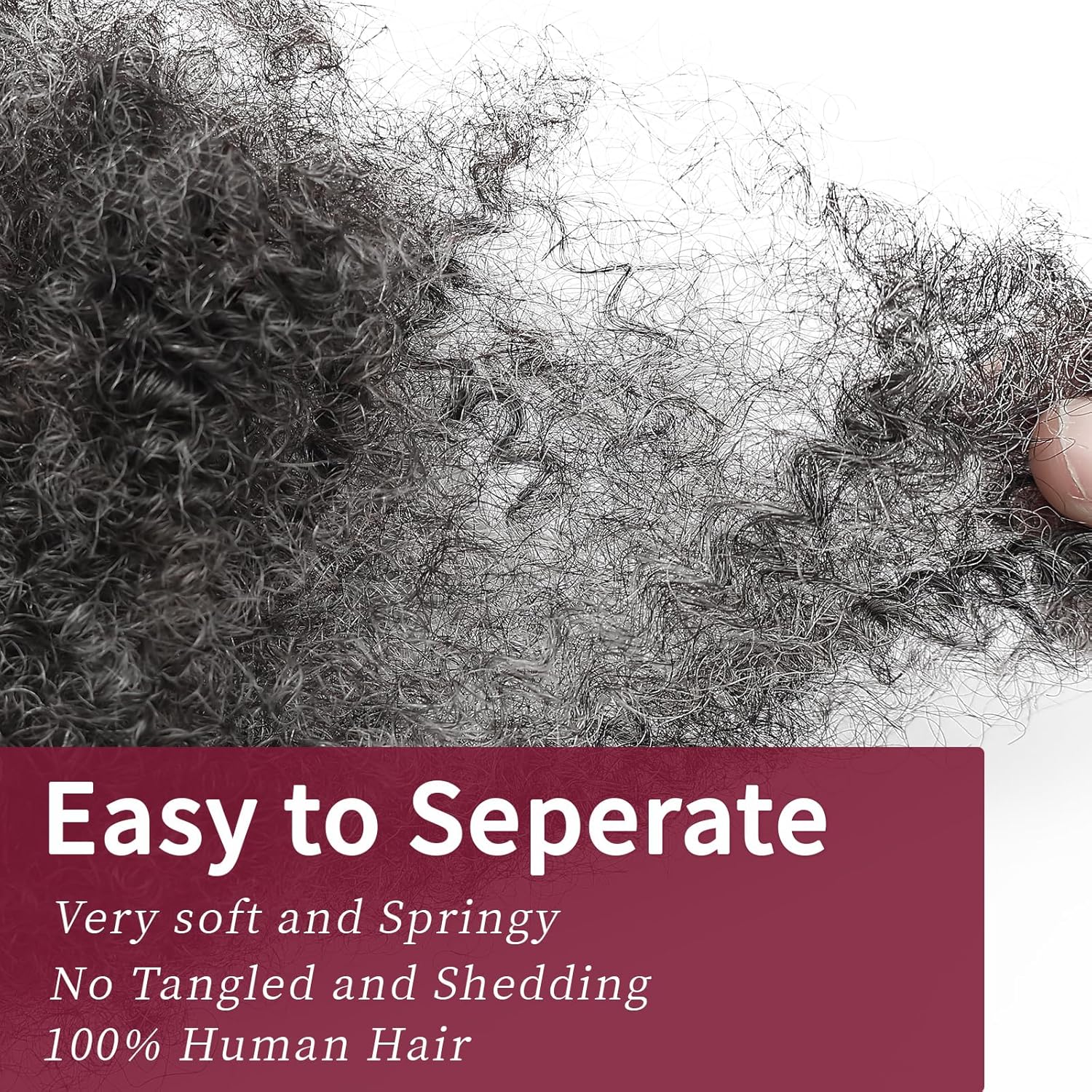 EV&ET 2 Pcs Afro Kinkys Bulk Human Hair for Dreadlocks Extensions Repair Locs, Twist Braiding Afro Kinky Human Hair for Locs Salt&Pepper 8 inch 30g/pack