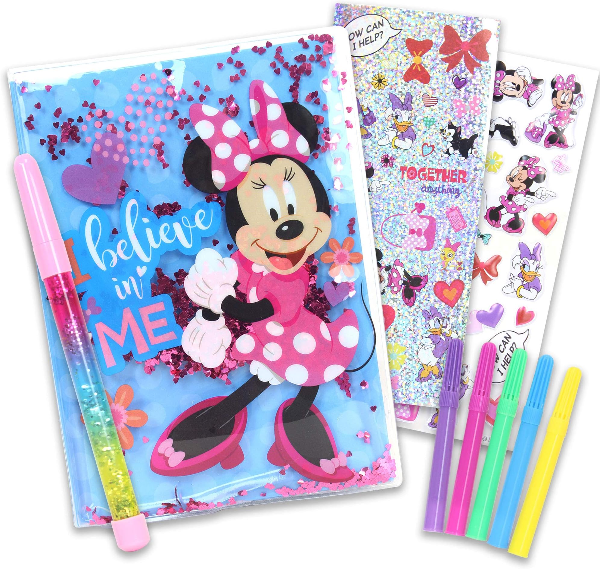 Tara ToyMinnie Mouse Glitter Activity Set (Disney) - Spark Creativity, Kids' Arts & Crafts Holiday Gift, Includes Glittery Surprises & DIY Fun, 100 Page Journal with Feature Pen
