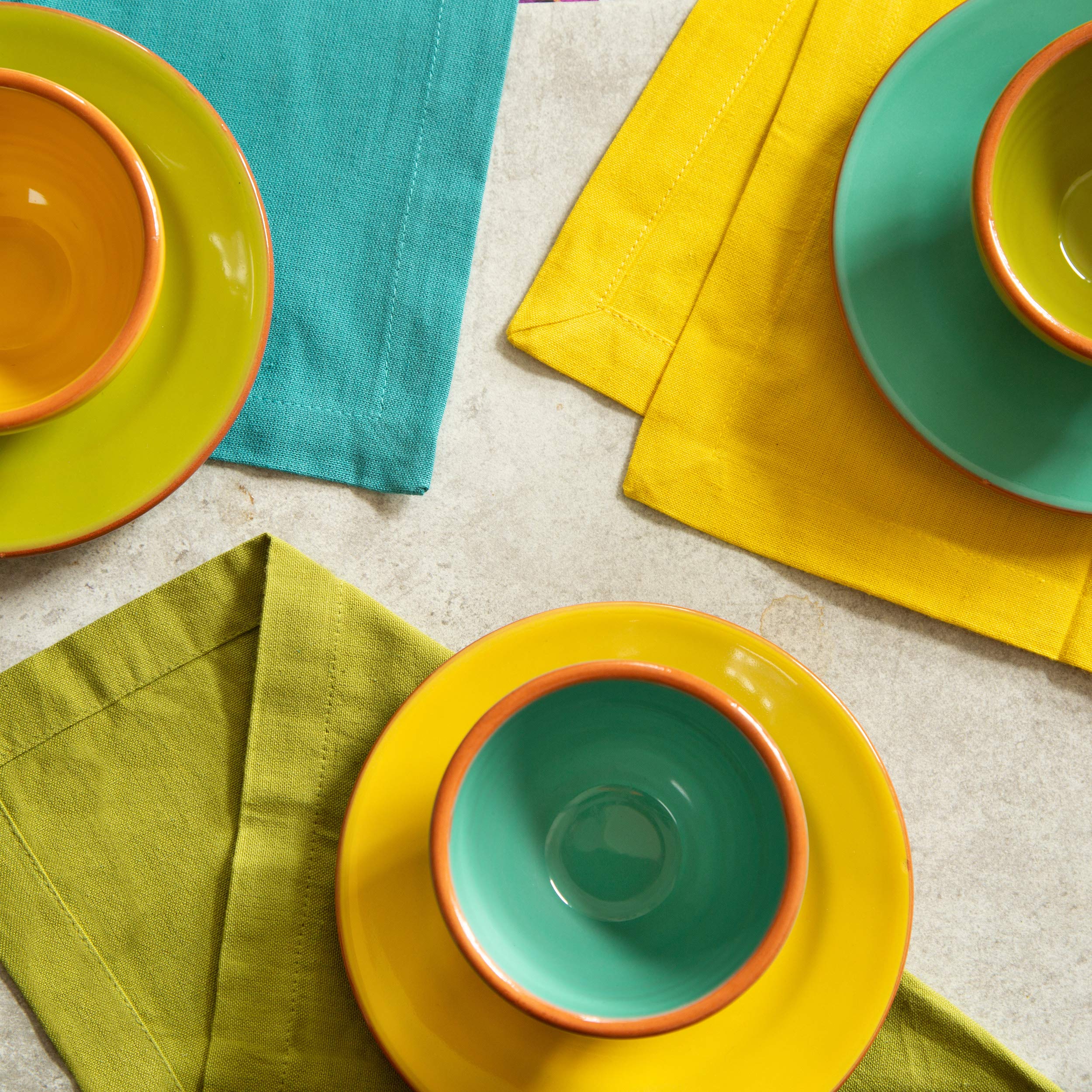 COTTON CRAFT Mehrfarbige Stoffservietten, Set mit 24 Stück, Reine Baumwolle, für den täglichen Gebrauch, Mittagessen, Abendessen, Servietten, Frühling, Sommer, Herbst, Urlaub, Geburtstag, Party,