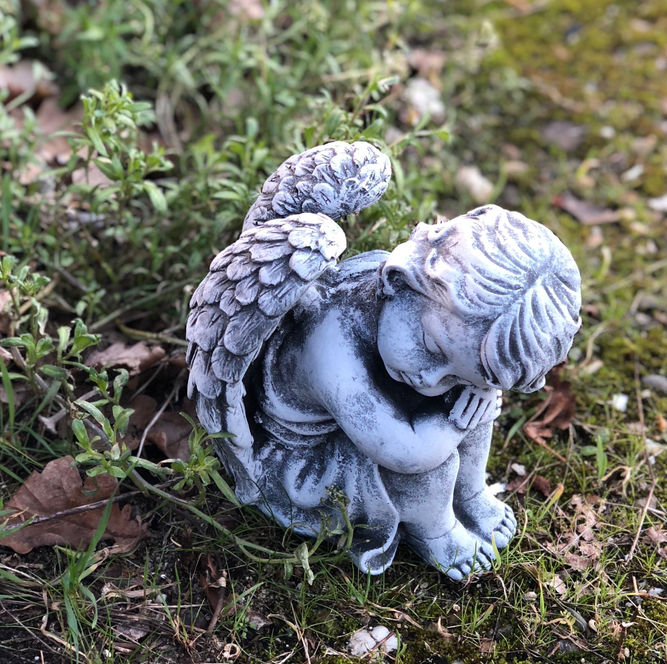 stoneandstyle Statua Scultura Angelo, Fatto a Mano, Resistente al Gelo