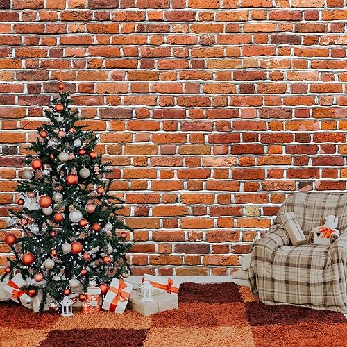 Miniatura 4 de Fondo de pared de ladrillo rojo de 10 x 8 pies para sesión de fotos, tela de poliéster, fondo de fondo de ladrillo para chimenea, decoración del