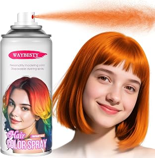 Temporary Hair Color Spray, Washable Orange Hair Spray for Women, Men, Kids, One-Day Hair Color Wax Dye, Natural Hair Spray Hair Strong Style for Cosplay, Party, Christmas (Orange 120ml)