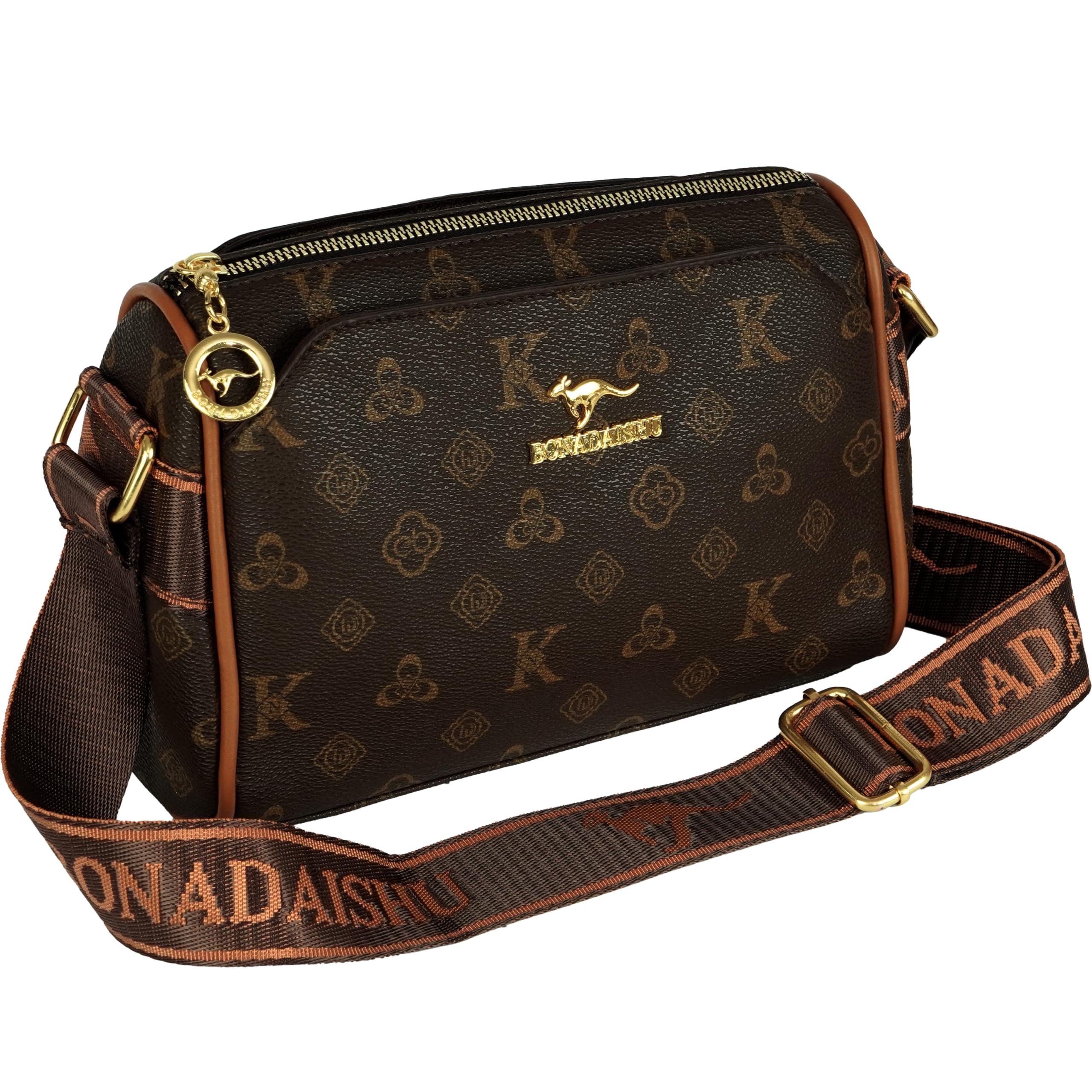 Stylish Small PU Leather Sling Cross Body Travel Office One Side Shoulder Bag for Women - Coffee(23x16x10 cm)-image-20
