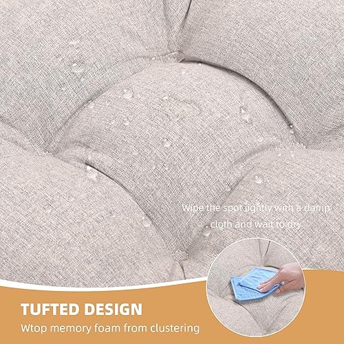 Miniatura 5 de RACE LEAF Paquete de 4 cojines caqui para silla, cojines de asiento interiores de 15.5 x 15.5 pulgadas, almohadillas de espuma viscoelástica