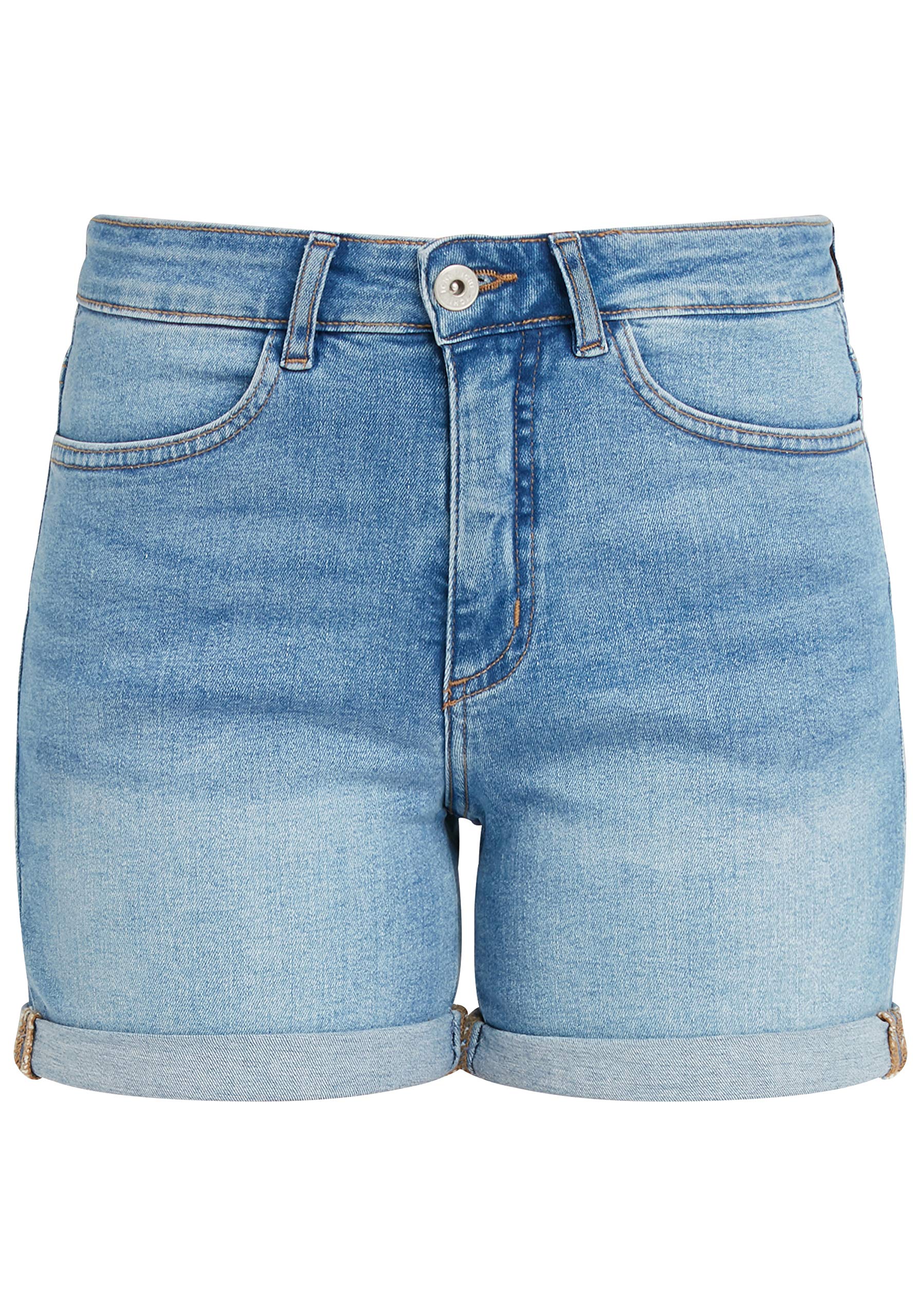 ICHI IHTWIGGY Damen Jeans Shorts Kurze Denim Hose mit Stretch hochgekrempelte Bündchen Schmaler Schnitt Kurz