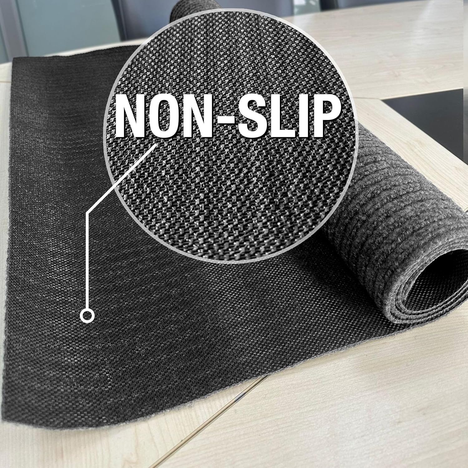 sigun Modern Non-Slip Runner Rug – Custom Size, Washable & Durable – Indoor/Outdoor Carpet for Hallway, Entryway, Kitchen, Porch, Balcony, Garage & Patio – Stain Resistant with Rubber | Black - 2 x 3