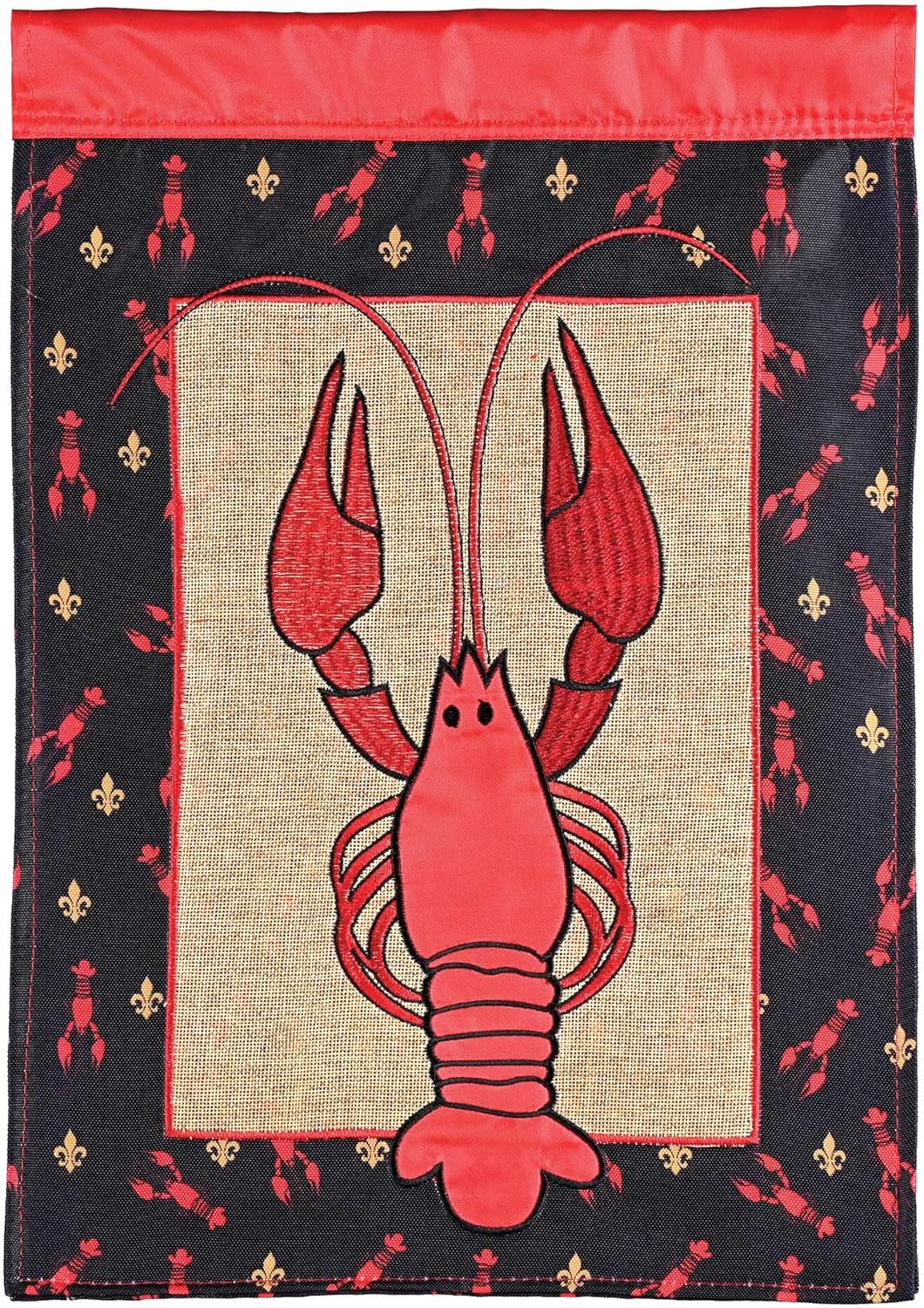 Dicksons Magnolia Garden 42 x 29 Inch Weather Resistant Polyester Outdoor Flag Decoration For Garden, Yard, Or Walkway, Red & Black, Crawfish
