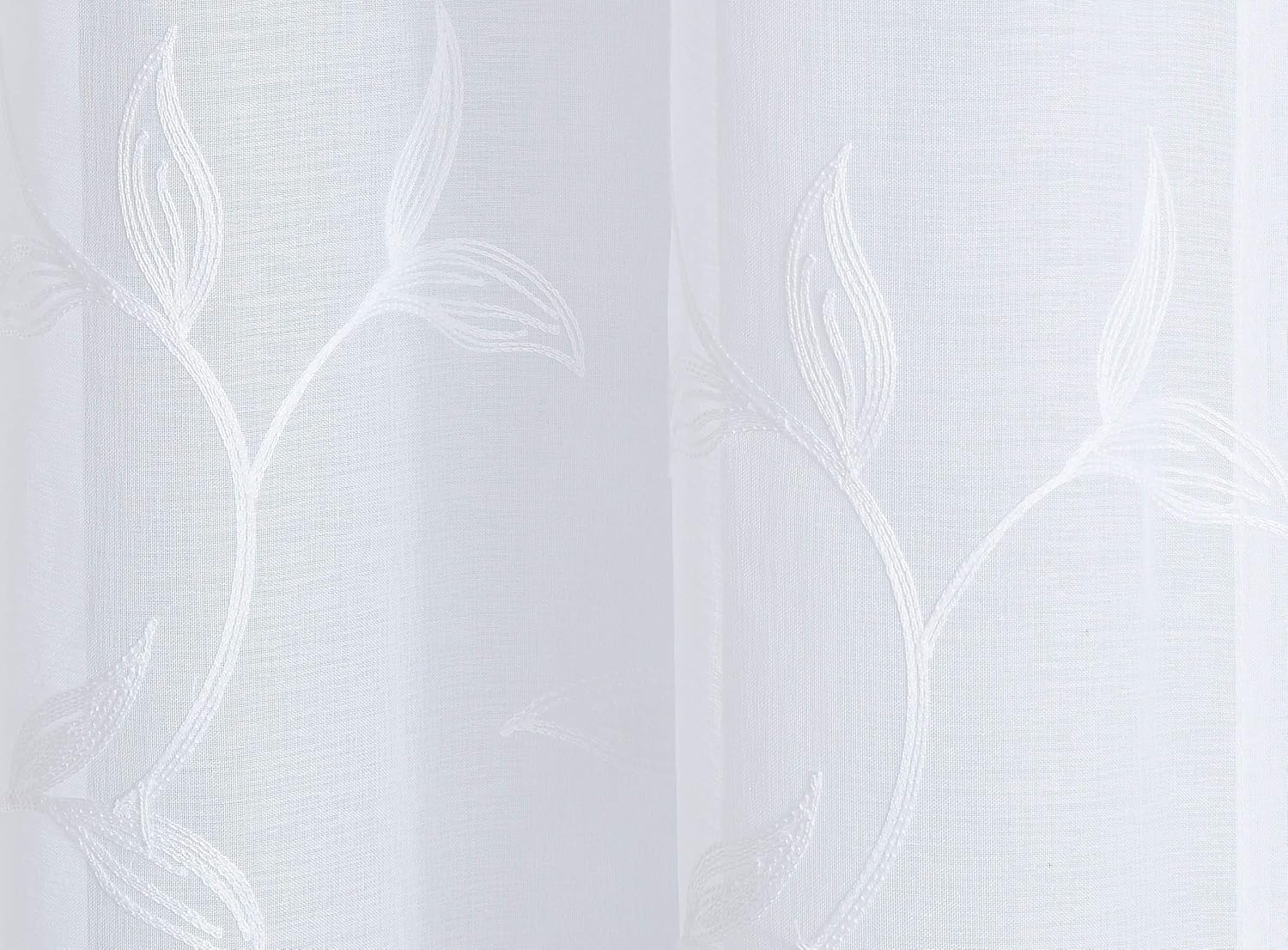 LinenZone Floor to Ceiling Curtains for Extra Wide Windows. Sheer White Curtain Room Dividers Have White Leaf Embroidery. Modern Decor Living Room Curtains. (Maria 108 x 100 White)