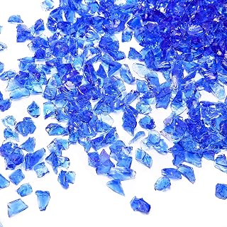 TWINKLING High Luster Crushed Glass, Broken Glass, Glass Gems Chips for DIY Resin Art Epoxy Crafts, Nail Art, Geode Painting, 1-3mm(200g) (Cobalt Blue)