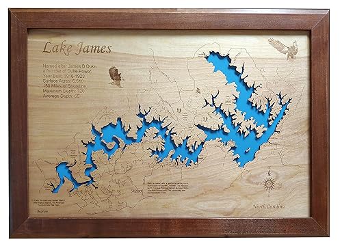 Lake James Nc Map Amazon.com: Lake James, North Carolina: Framed Wood Map Wall Hanging :  Handmade Products