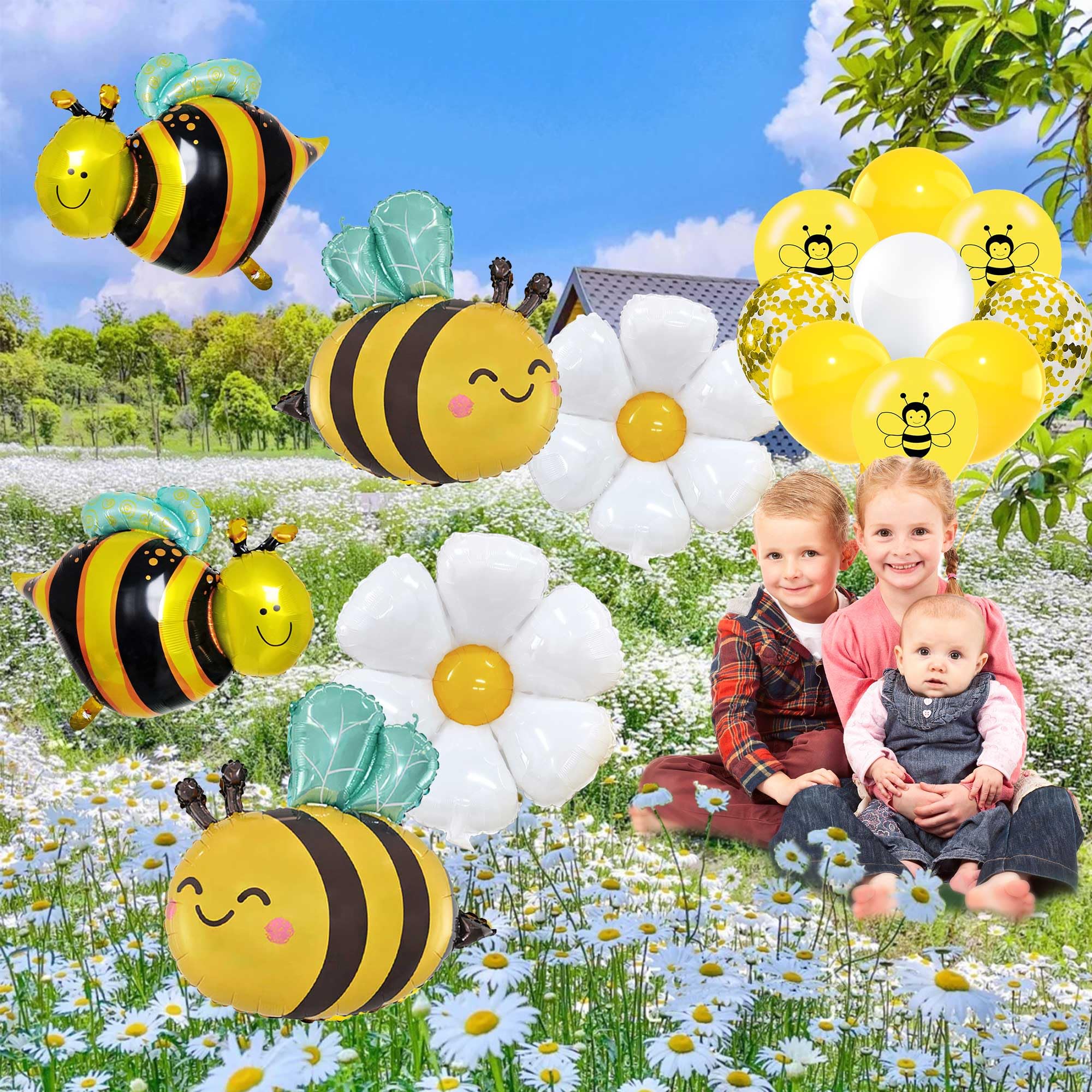 Gold Confetti Balloons Bumblebee Party Decoration Bumble Bee Balloons ...