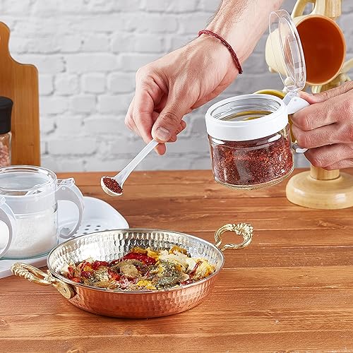 Miniatura 6 de Crystalia Juego de 3 tarros de especias, recipientes de vidrio para especias con asas y tapas de plástico, recipientes vacíos de almacenamiento de