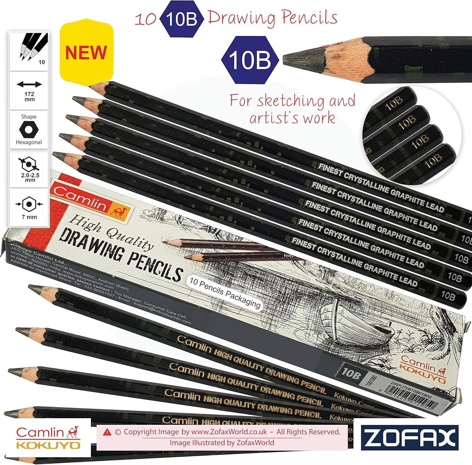 KOKUYO CAMLIN Graded Drawing Pencils Value Pack Finest Crystalline
