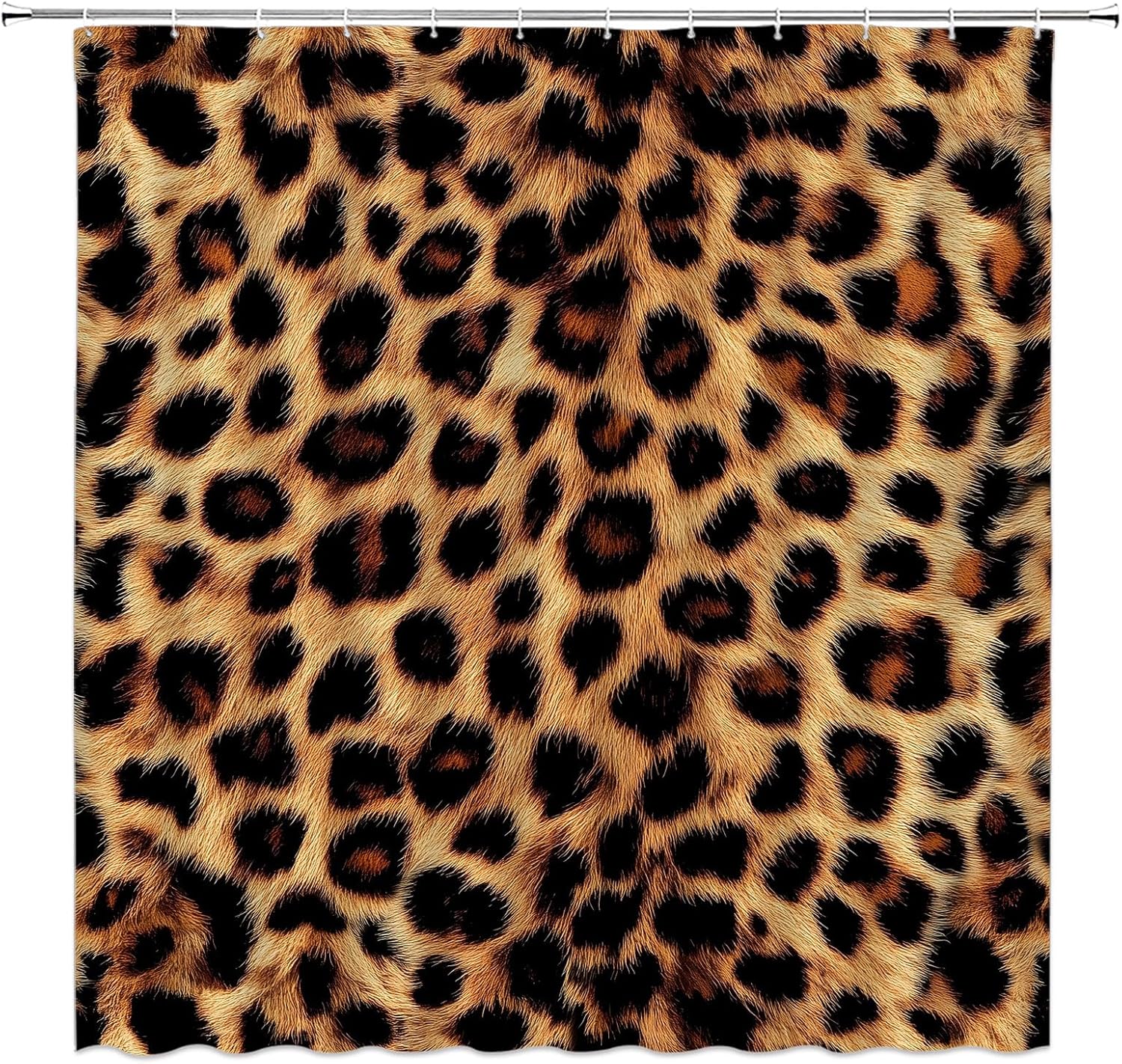 Leopard Shower Curtain Cheetah Print Brown African Wild Animal Skin Modern Abstract Vintage Fabric Bathroom Decor Curtain with Hooks,70X96(WXH) Inches