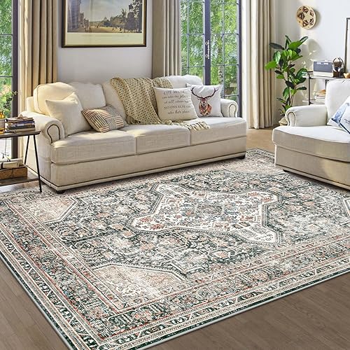 Miniatura 8 de Alfombras de área para sala de estar y dormitorio alfombra lavable de 5 x 7 con respaldo antideslizante, no desprende pelo, resistente a las