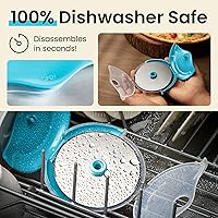 Vista 5 de Rueda para cortar pizza con protección para cuchilla Kitchy, rebanador súper afilado y fácil de limpiar, de acero inoxidable, Azul