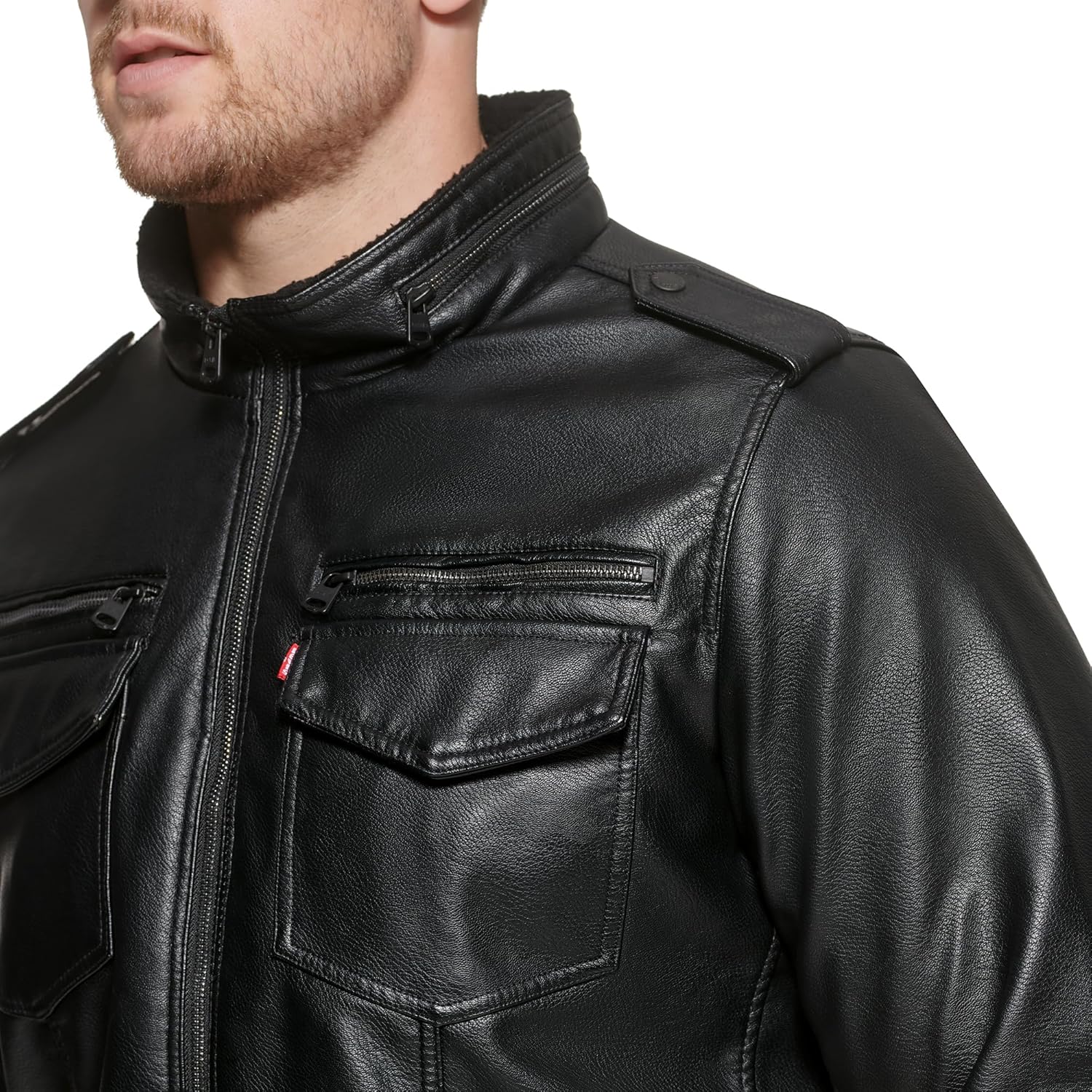 Levi's Men's Vintage Deer Faux Leather Aviator Bomber (Standard and Big & Tall) - Image 5