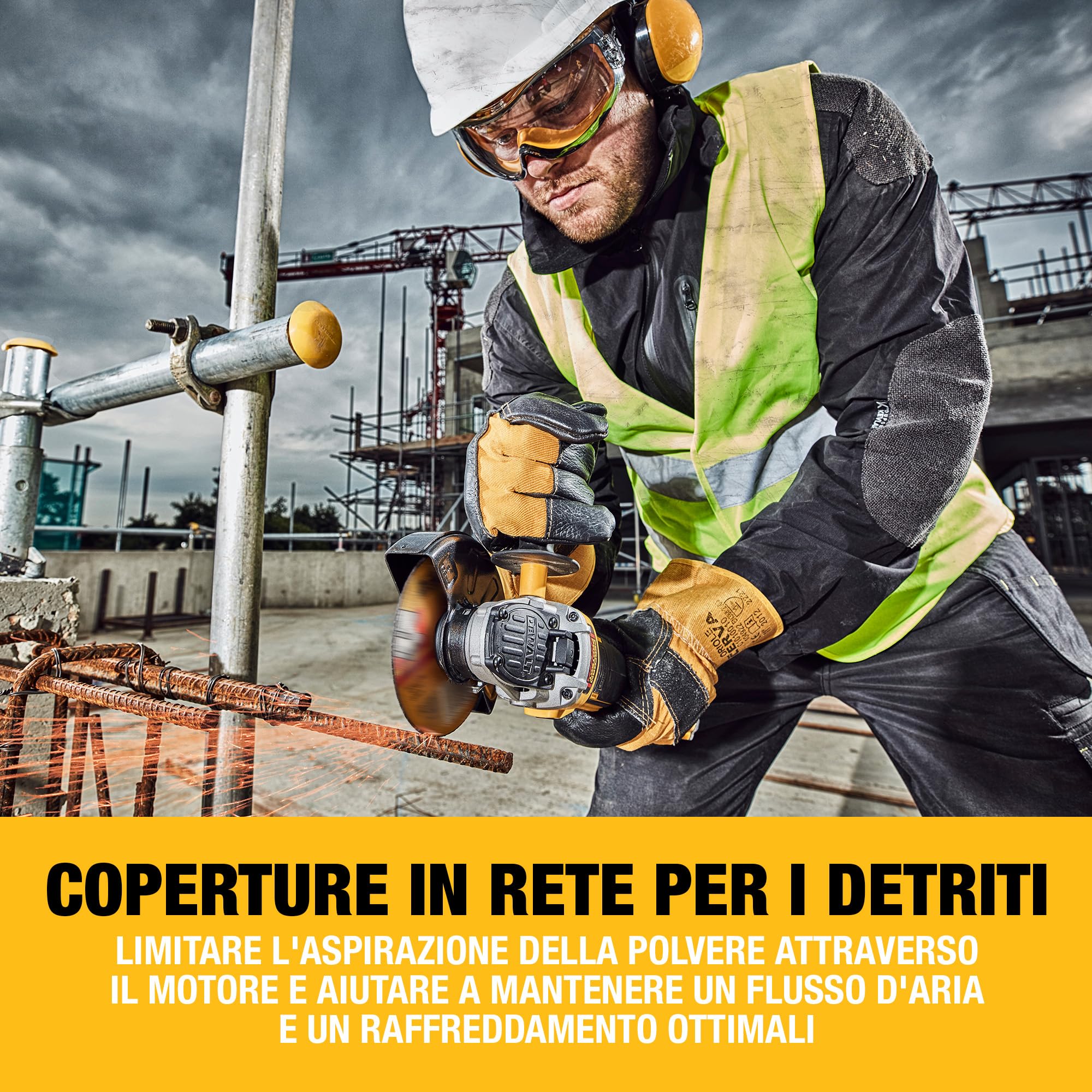 DEWALT Smerigliatrice angolare a batteria 18V XR Brushless 125mm con interruttore a paletta - Solo utensile in TSTAK, DCG406NT-XJ