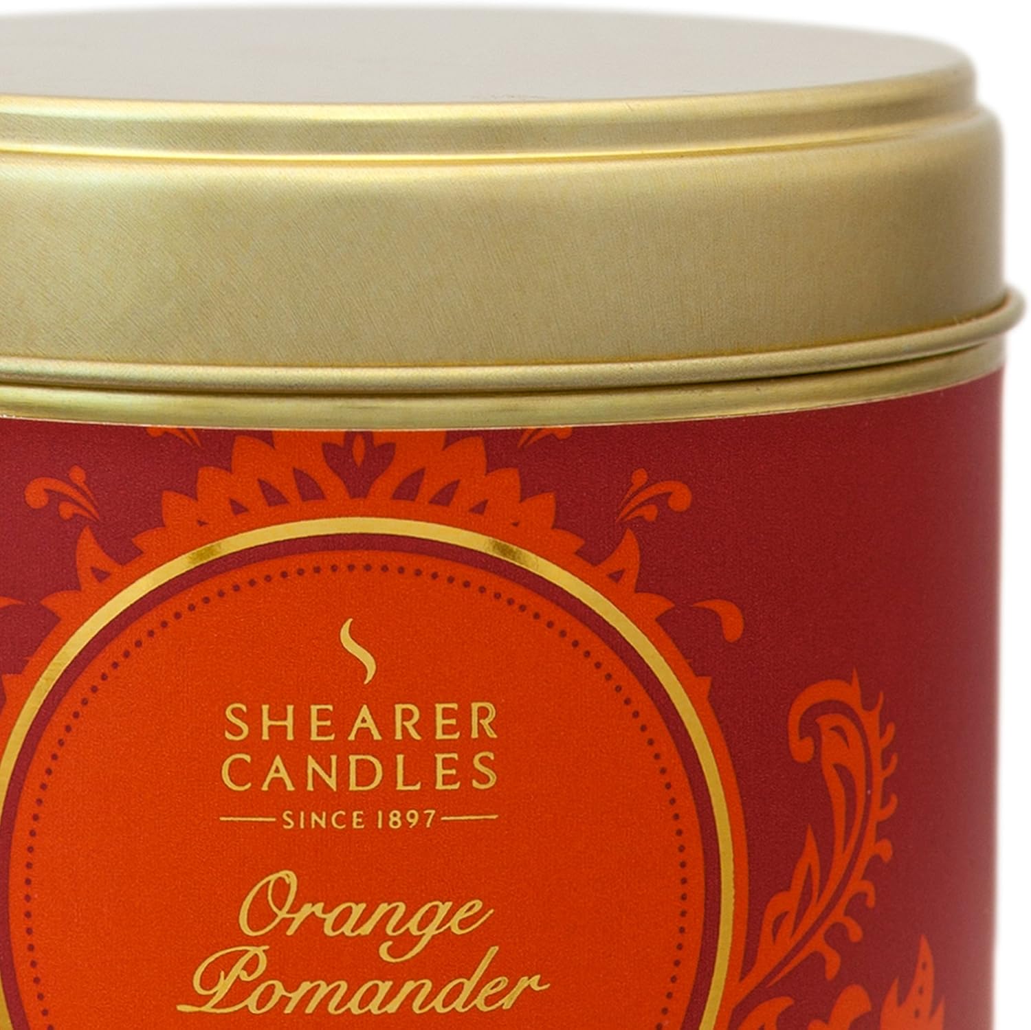 Shearer Candles Orange Pomander Large Scented Gold Tin Candle - Orange