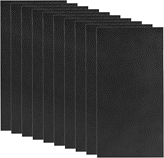 10 Pieces Leather Patches Leather Repair Kit for Couch Furniture Sofas Car Seats Handbags Jackets (Black)