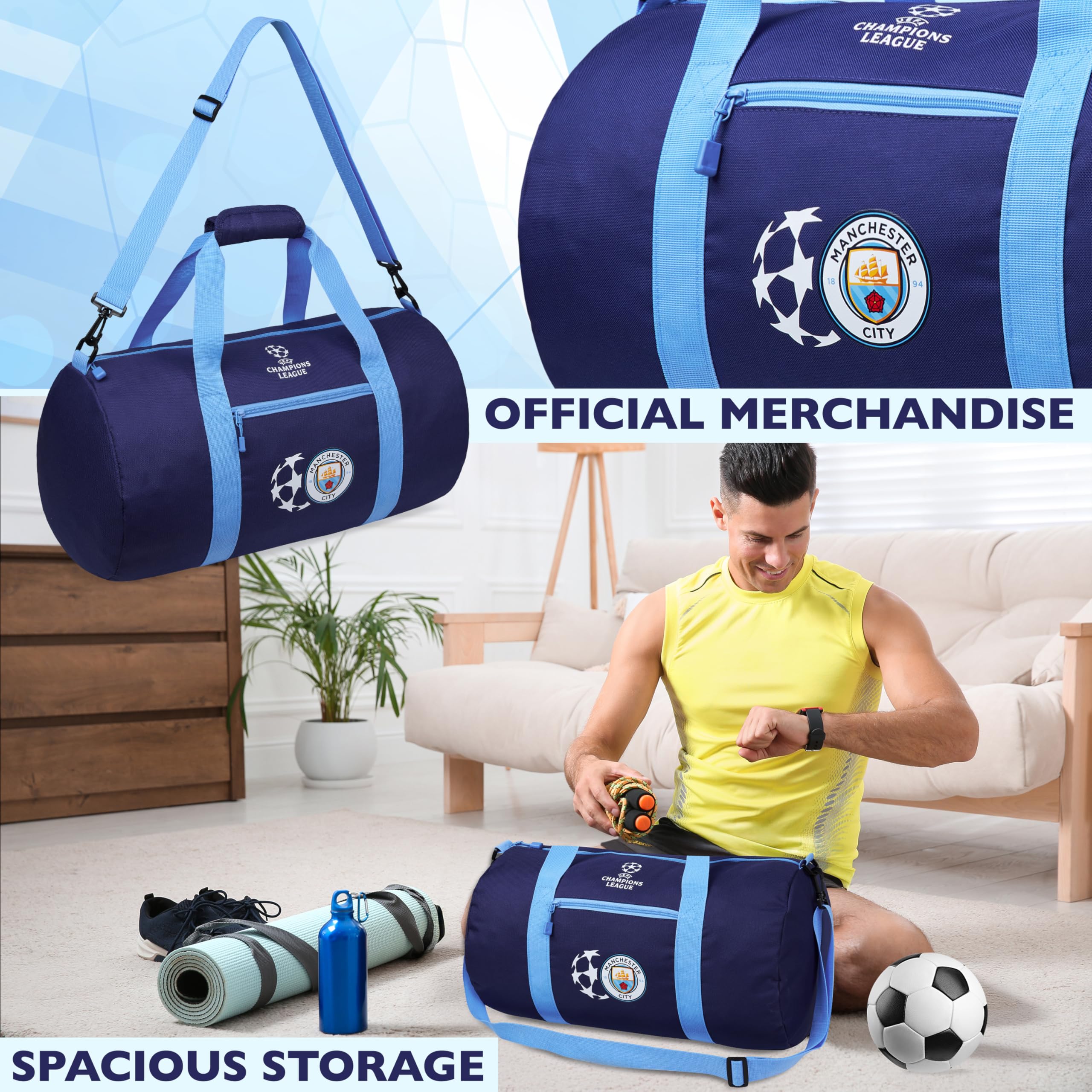 Manchester City F.C. Torba sportowa dla mężczyzn, nastolatków, sprzęt kibiców, duża torba na siłownię do piłki nożnej, na noc, weekend