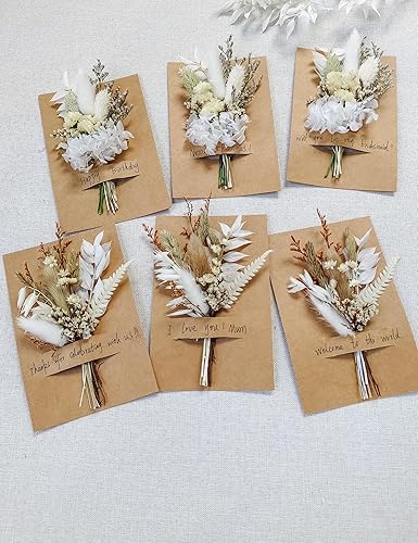 Miniatura 33 de xin's convey Mini Dried Flowert Set (Pack of 6), Orange Small Bouquet, Pampas Small Bouquet, Party Plate Decoration, Bridesmaid Flower Girl Proposal