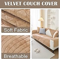 Vista 2 de Fundas para Reposabrazos de Sofá, Fundas de Terciopelo Suaves para Sofá, Fundas Antideslizantes para Sillón y Sofá, Fundas para Reposabrazos, Caqui