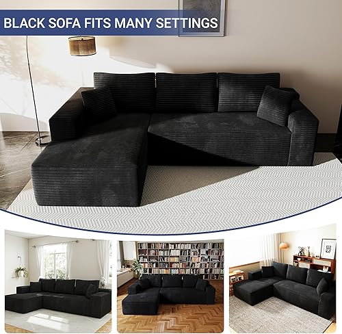 Miniatura 3 de Sofá seccional Cloud de 104 pulgadas con diván en forma de L, moderno sofá modular seccional de pana, sofás sin hueso para sala de estar y