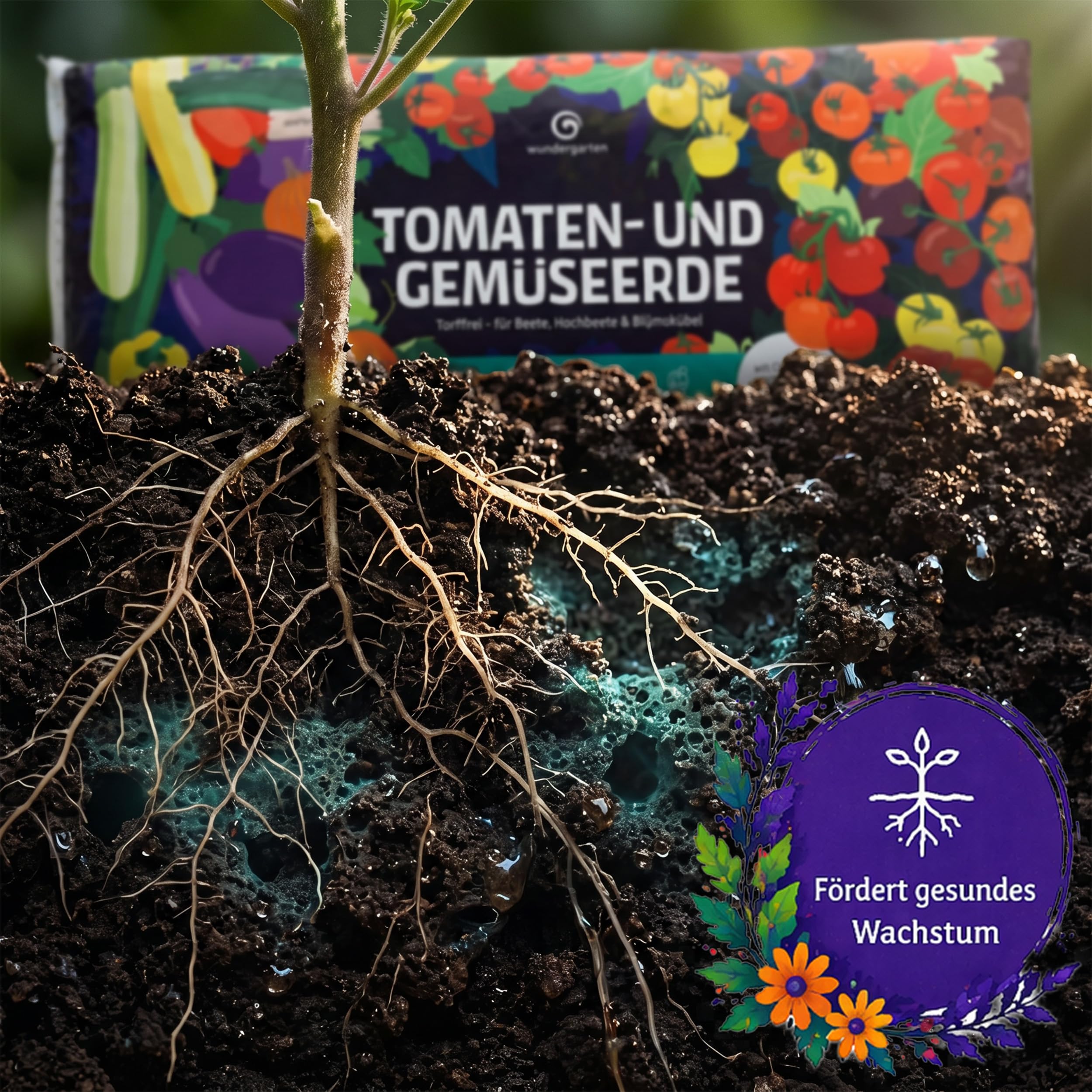 6X 20L Bio Tomaten- & Gemüseerde torffrei – Mit Pflanzenkohle – Wundergarten – Erde für Tomaten, Gemüse & Hochbeet – Weniger Gießen & Düngen