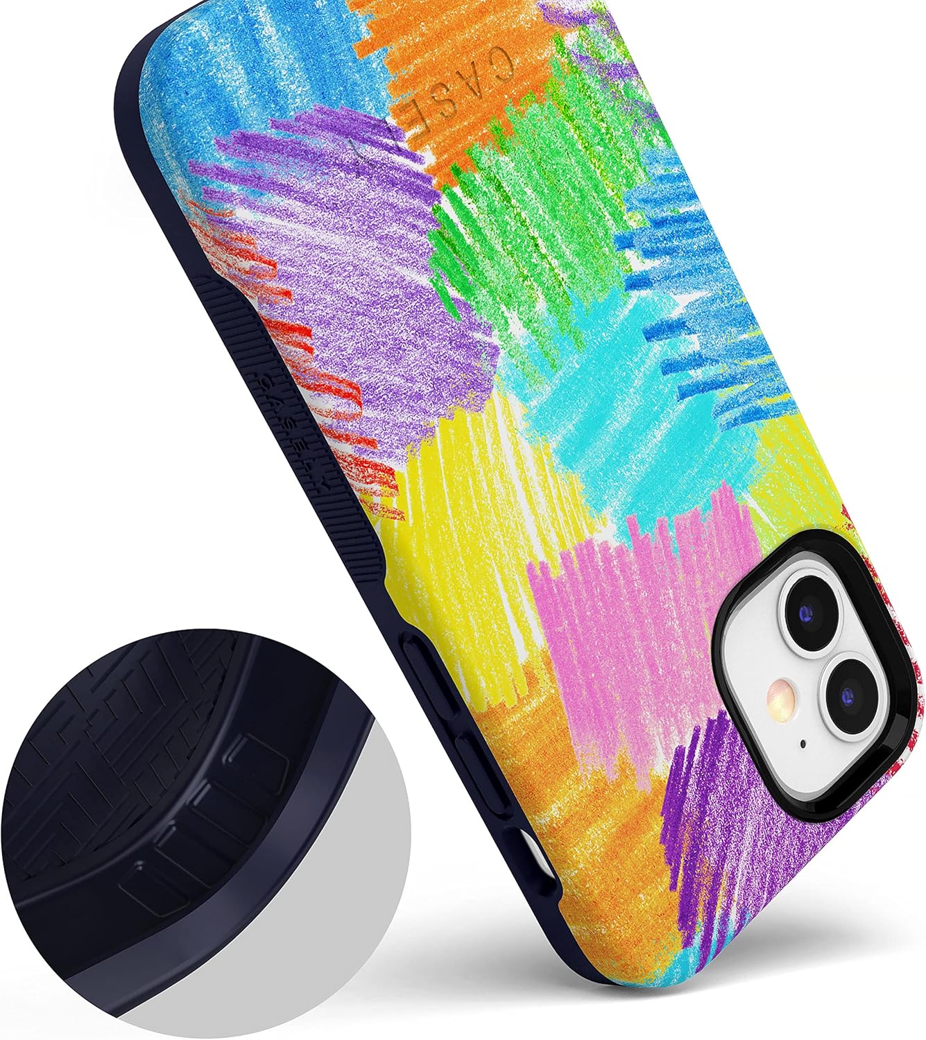 Casely iPhone 12 Mini Case | Scribble Me that | Crayola Rainbow Pencil | Bold Protective Design | Compatible with MagSafe