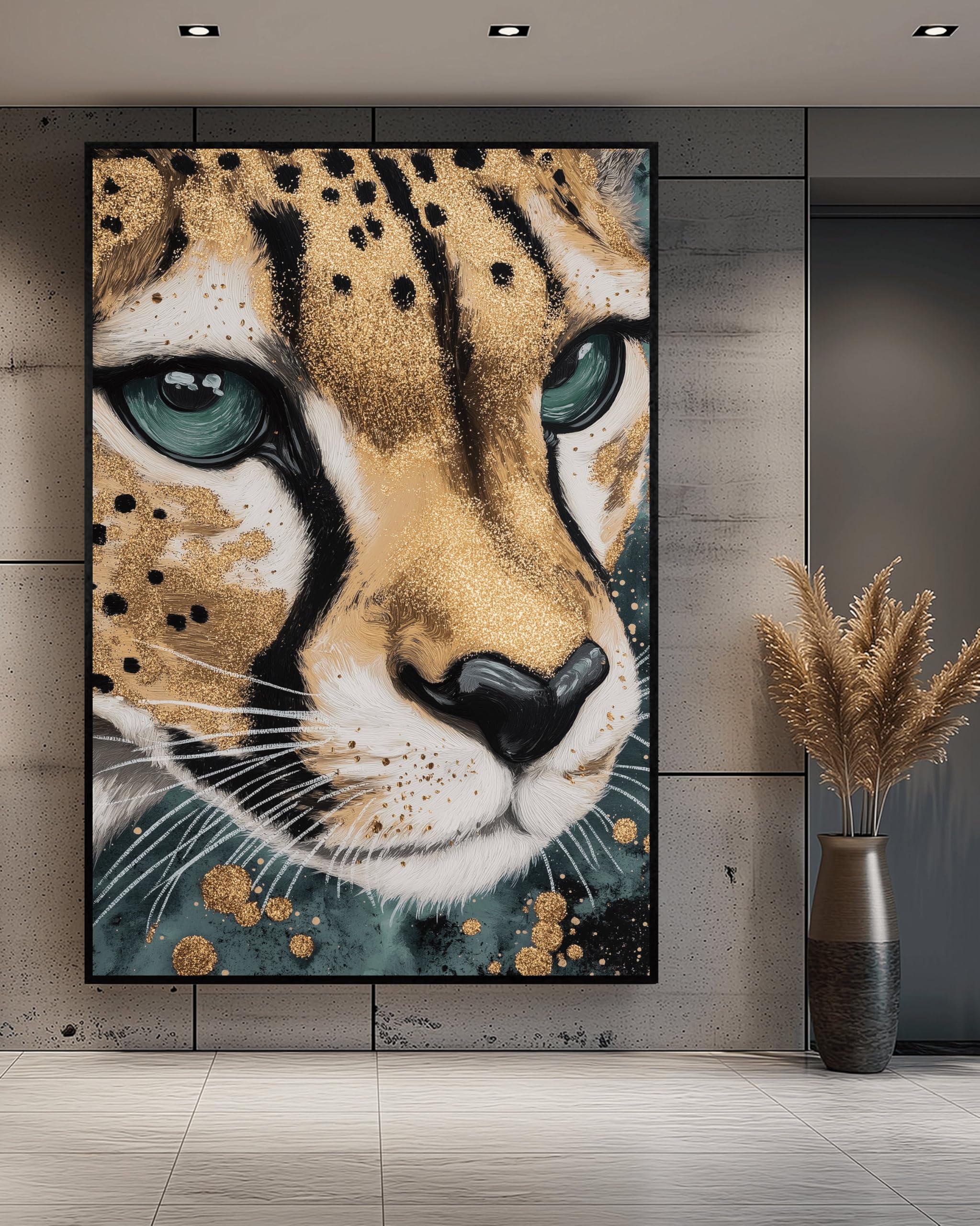TONGYINLI Abstract Cheetah Art Poster Print: Wildlife Wall Art Pictures, Animal Canvas Painting for Living Room, Home Wall Decor(70x110cm/Internal Frame)