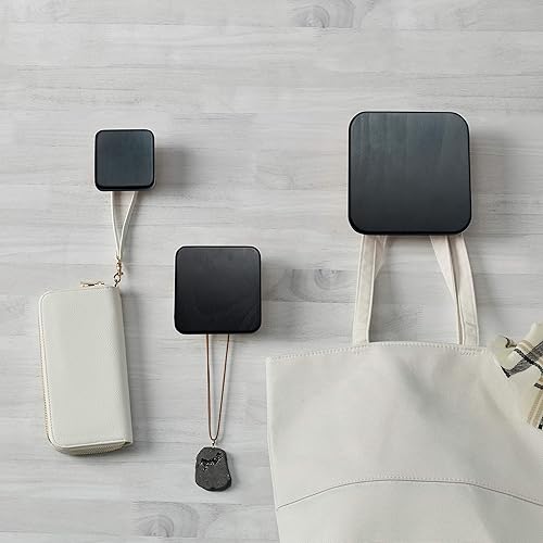 Miniatura 7 de MELANNCO Gancho cuadrado de pared MDF, juego de 3, negro