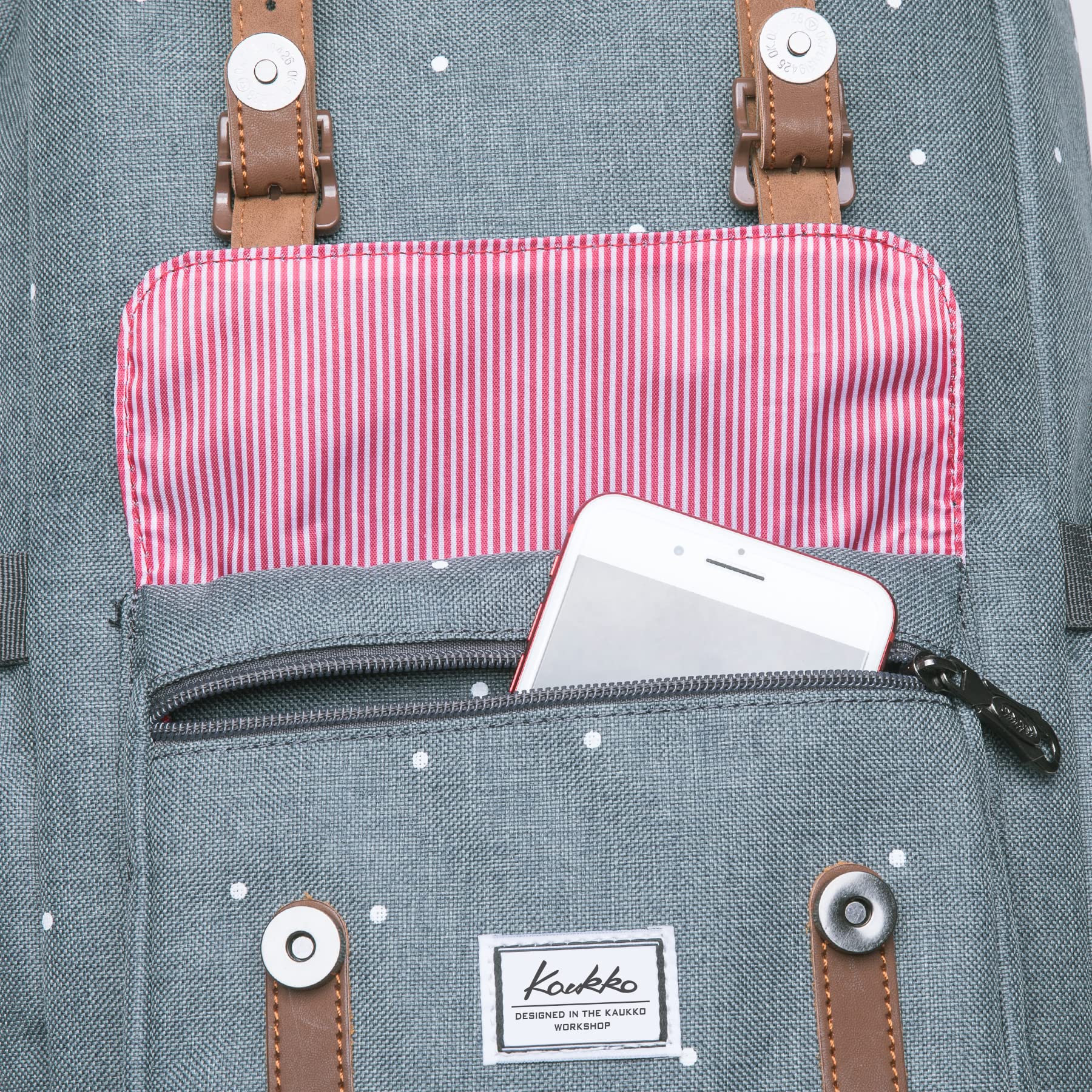 KAUKKO Mochila Tipo Casual de Hombre y Mujer para Portátil para Escuela, Viajes o Senderismo Mini tamaño Gris